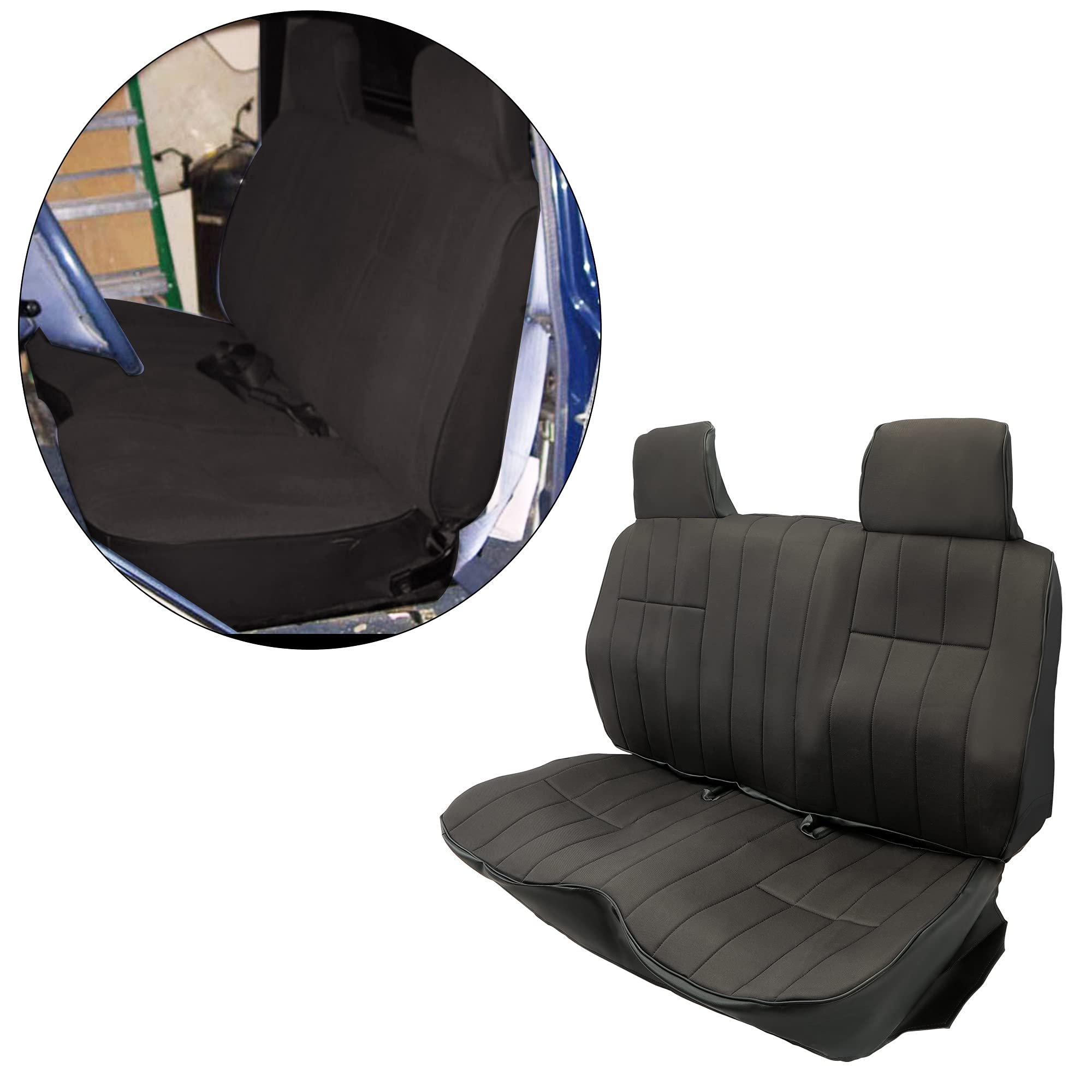 Kojem Black Bench Seat Cover - Compatible with 1987-1993 Toyota Pickup SR5/DLX Extended & Base Standard Cab - Heavy Duty Truck Seat Protector for Work & Daily Driving
