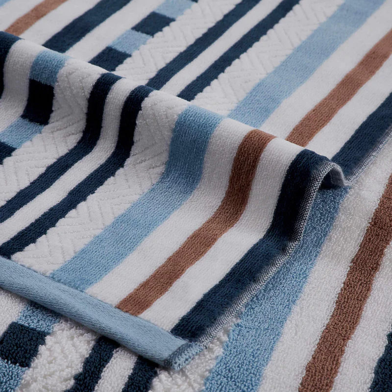 Breathable Striped Cotton Oversized 2-Piece Beach Towel Set - Soft & Absorbent for Pool, Beach, Yoga & Gym