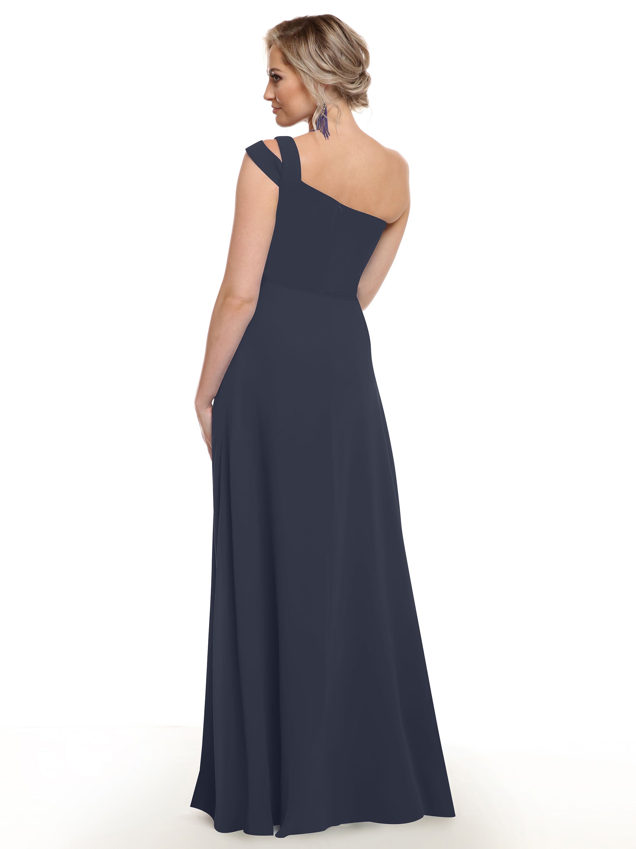 Elegant 80139 Chiffon A-Line One Shoulder Bridesmaid Dress with High Slit - Perfect for Weddings, Formal Events & Evening Parties