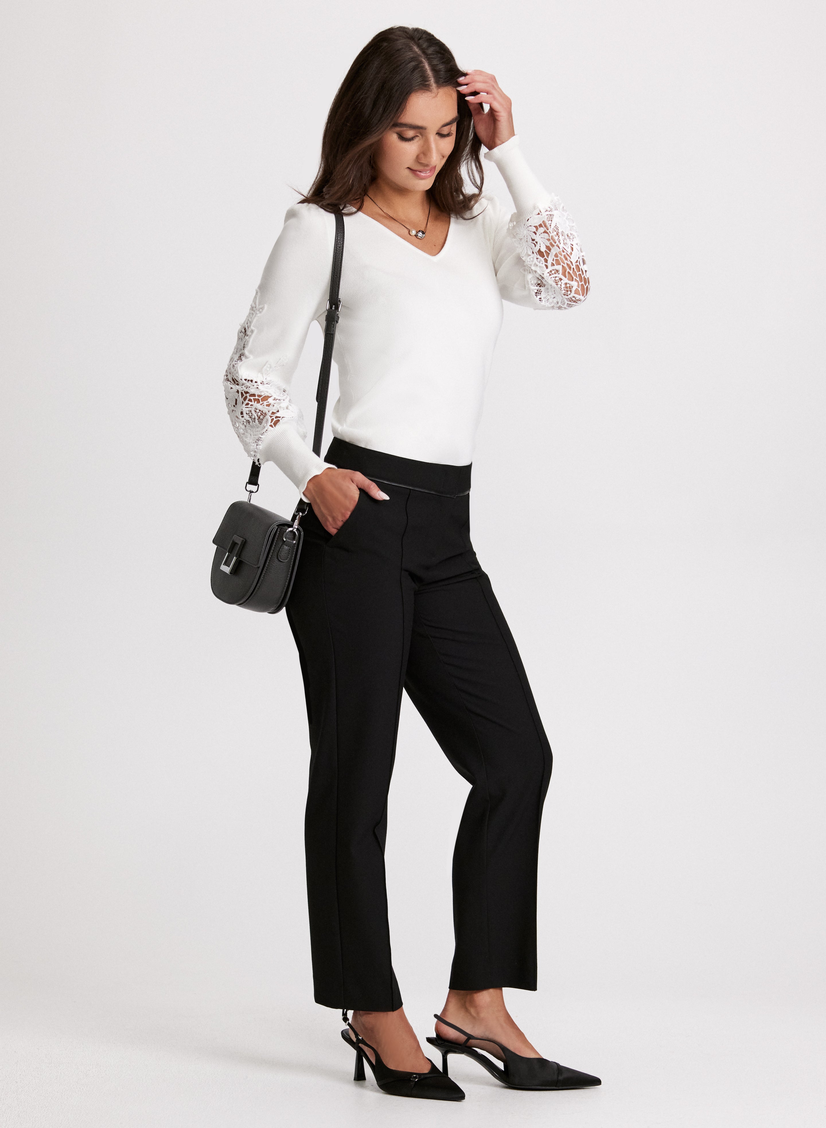 Emma Women's Straight Leg Pants - High Waist Slim Fit Ankle Pants for Work & Casual Wear | Office, Business, Travel & Everyday Outfits