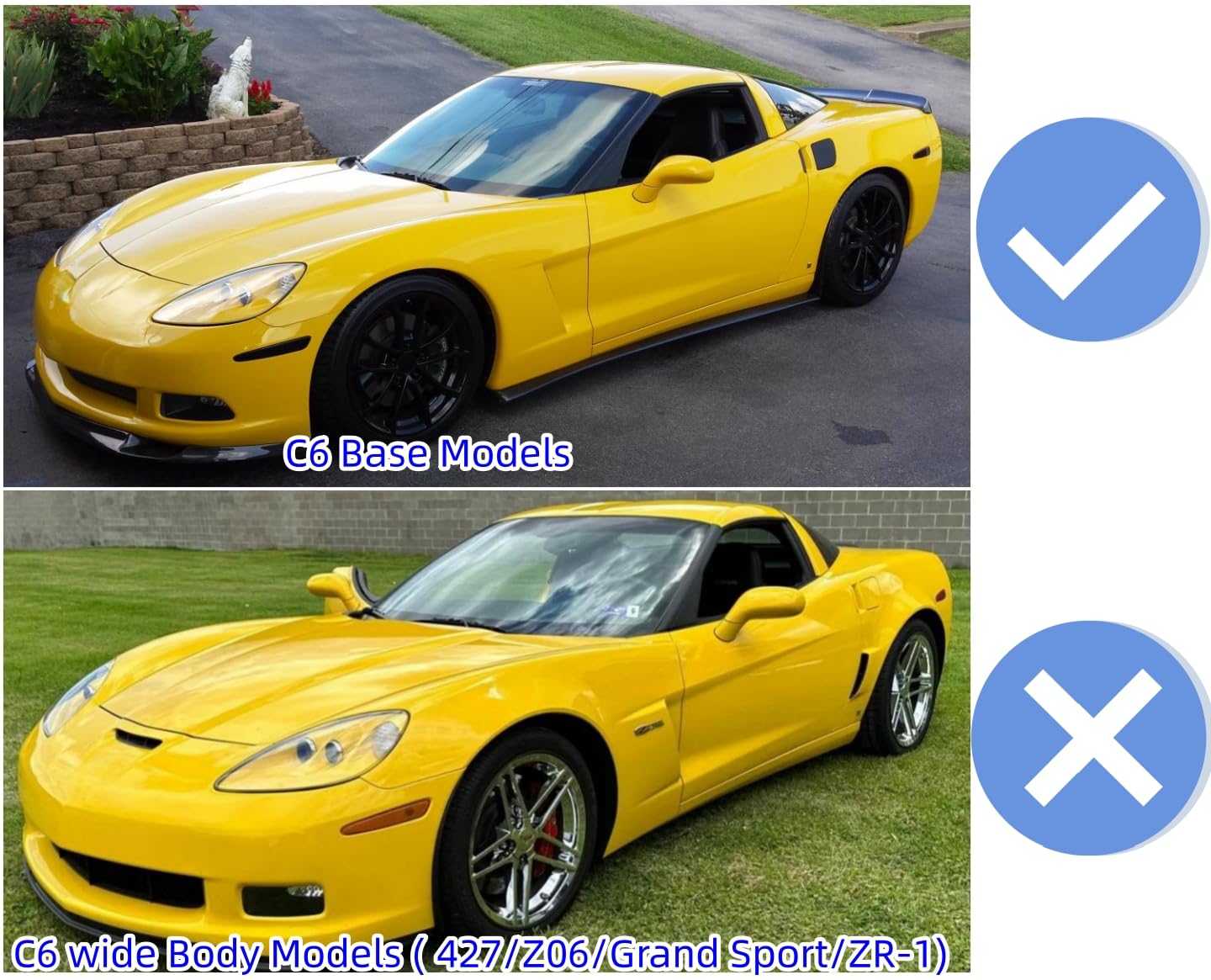 Glossy Black Front Bumper Lip Splitter (3-Piece Set) - Compatible with 2005-2013 Chevy Corvette C6 Base Models | Enhance Style & Aerodynamics for Street Racing & Car Shows