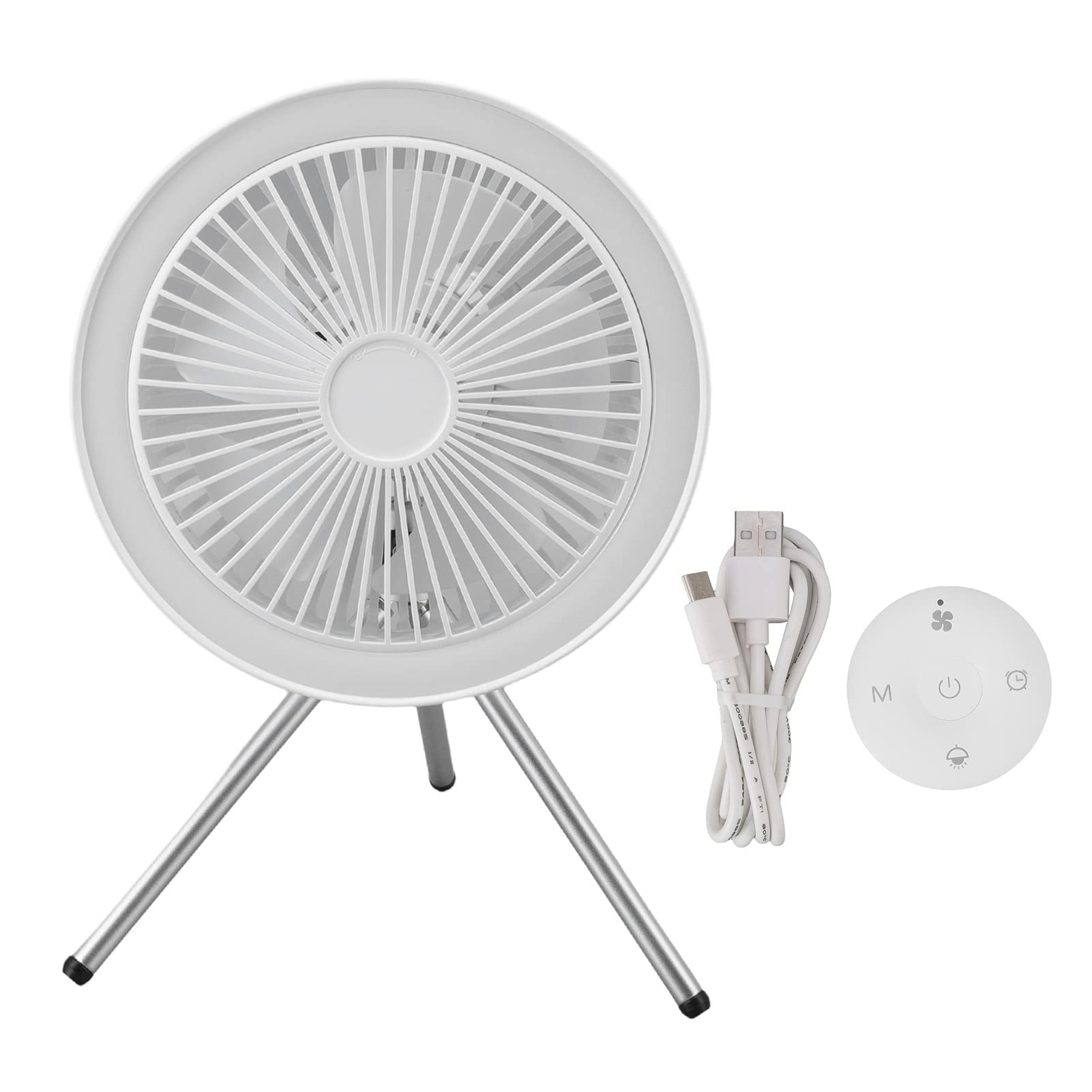 CHICIRIS Hanging Camping Lights with Fan - 3 Speed Wind Adjustment, USB Charging, 3.7V 2A Battery - Portable Tent Light & Fan with Bracket for Outdoor Camping, Hiking, Backpacking (White)