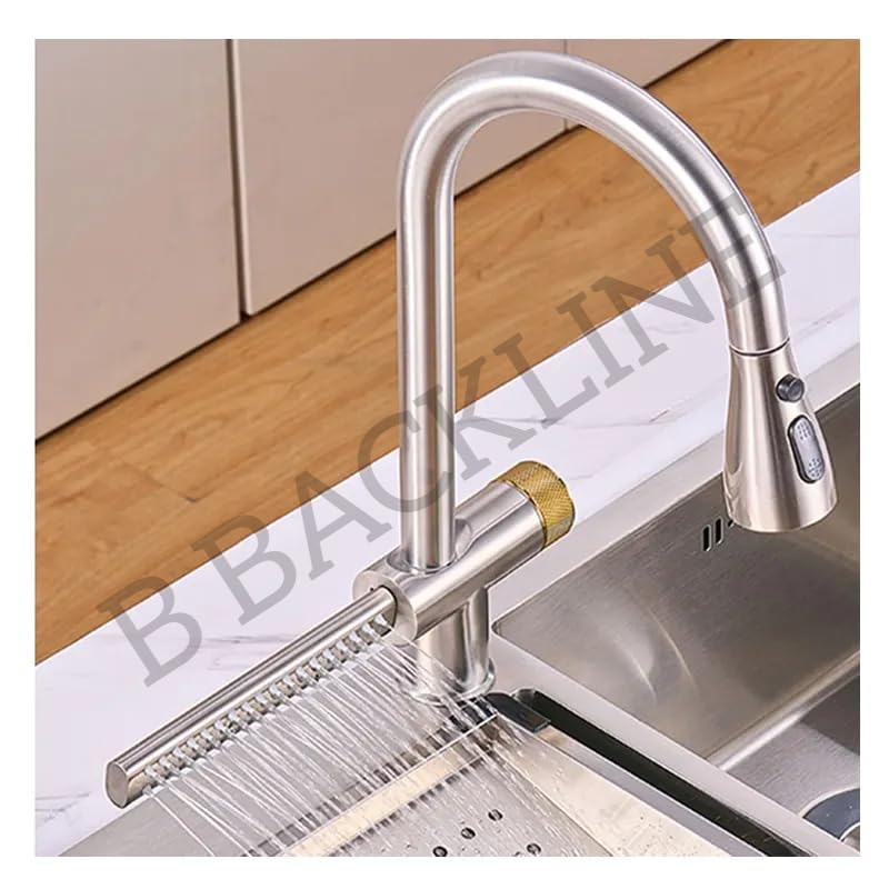 360° Rotatable Pull-Out Kitchen Faucet with Dual Spray - Brushed Nickel for Modern Kitchens