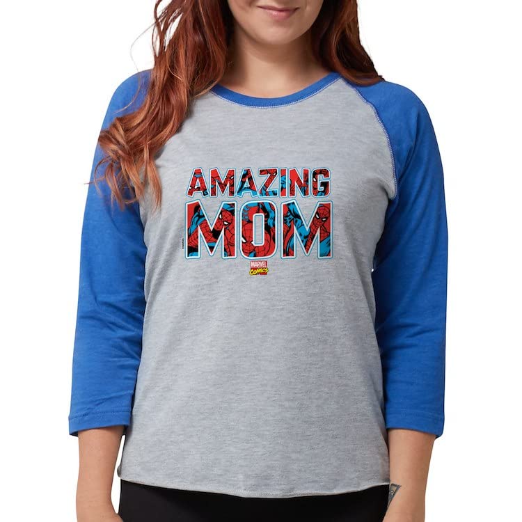 Spider-Man Mom Baseball Tee - Long Sleeve Graphic T-Shirt for Women - Perfect for Marvel Fans, Mother's Day Gifts & Casual Wear