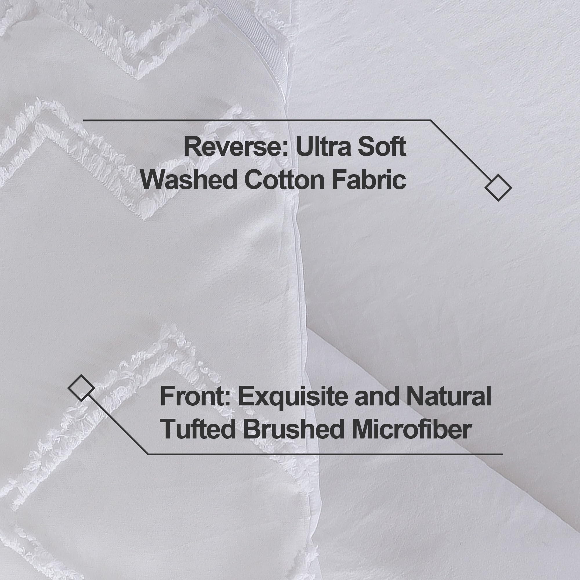 Luxury Andency White Tufted Comforter Set King Size (104x90 Inches) - 3 Piece Boho Farmhouse Bedding with Geometric Design | Soft Microfiber Down Alternative Duvet Cover & Pillowcases | Perfect for Master Bedroom, Guest Room & Cozy Farmhouse Decor