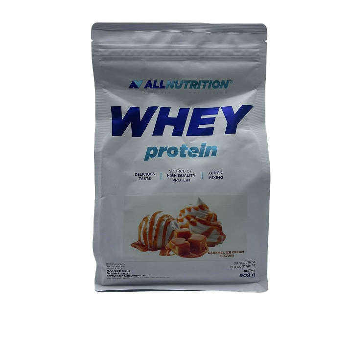 Allnutrition Whey Protein Powder - Caramel Ice Cream Flavor, 908g | High-Quality Protein Supplement for Muscle Recovery & Workout | Ideal for Post-Workout Shakes, Smoothies & Baking