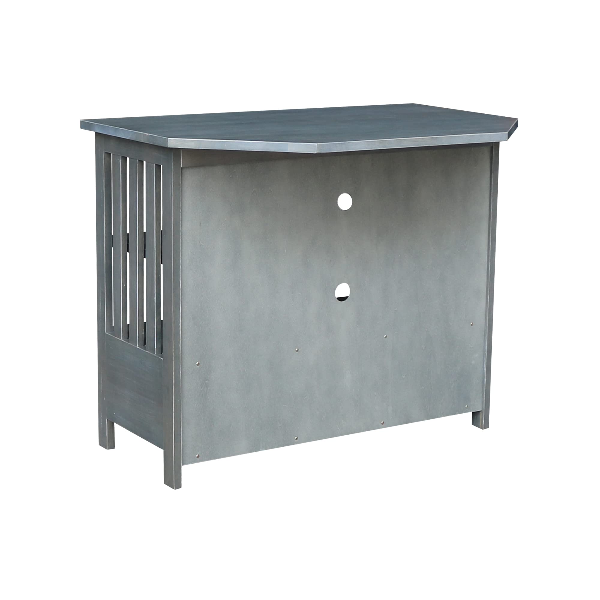 IC International Concepts Mission Corner TV Stand for 27-Inch TVs - Space Saving Wooden TV Cabinet with Sturdy Construction - Heather Grey Antique Washed Finish - Perfect for Small Living Rooms, Bedrooms & Apartments