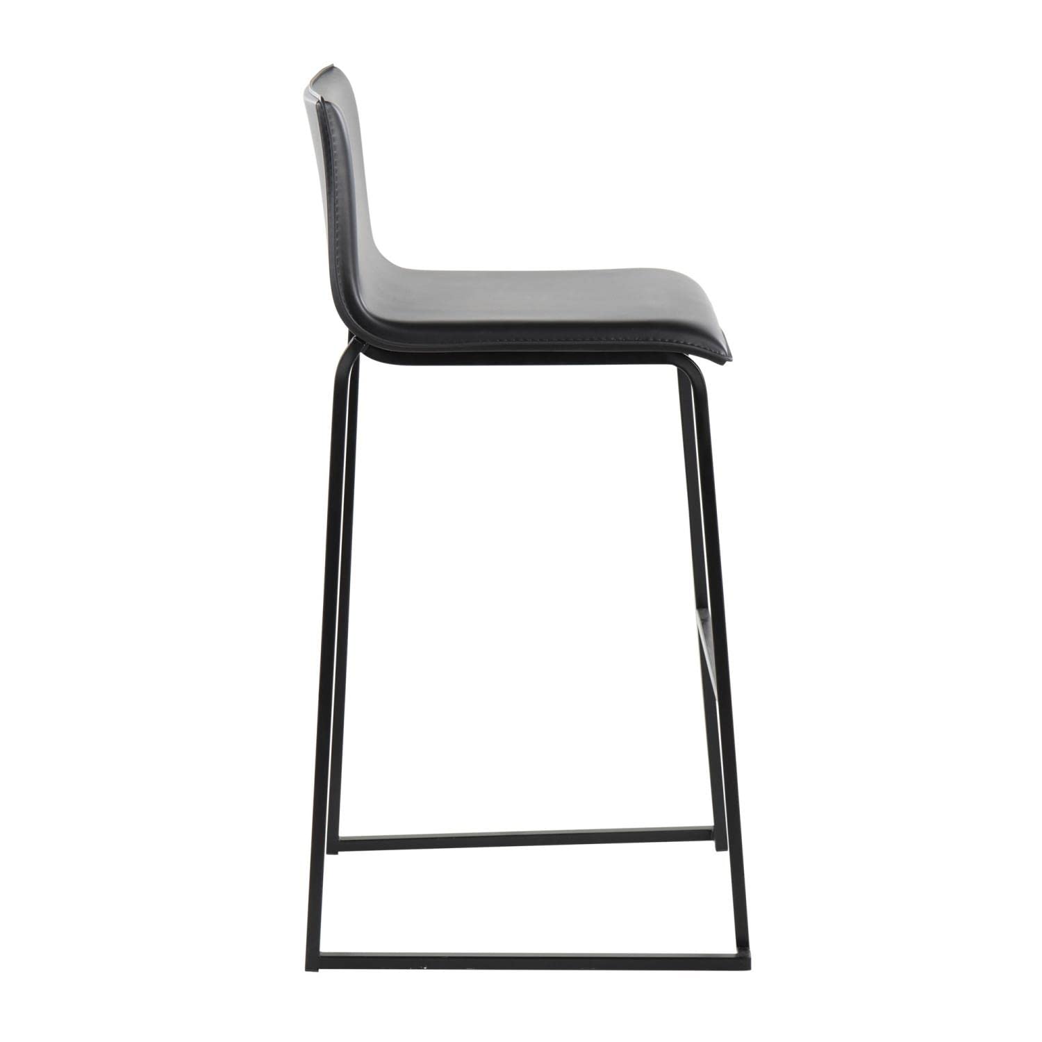 LumiSource Mara Bar Stool Set of 2 - Modern Black Bar Chairs for Kitchen Island, Breakfast Nook & Home Bar - Adjustable Height Counter Stools with Comfortable Seat