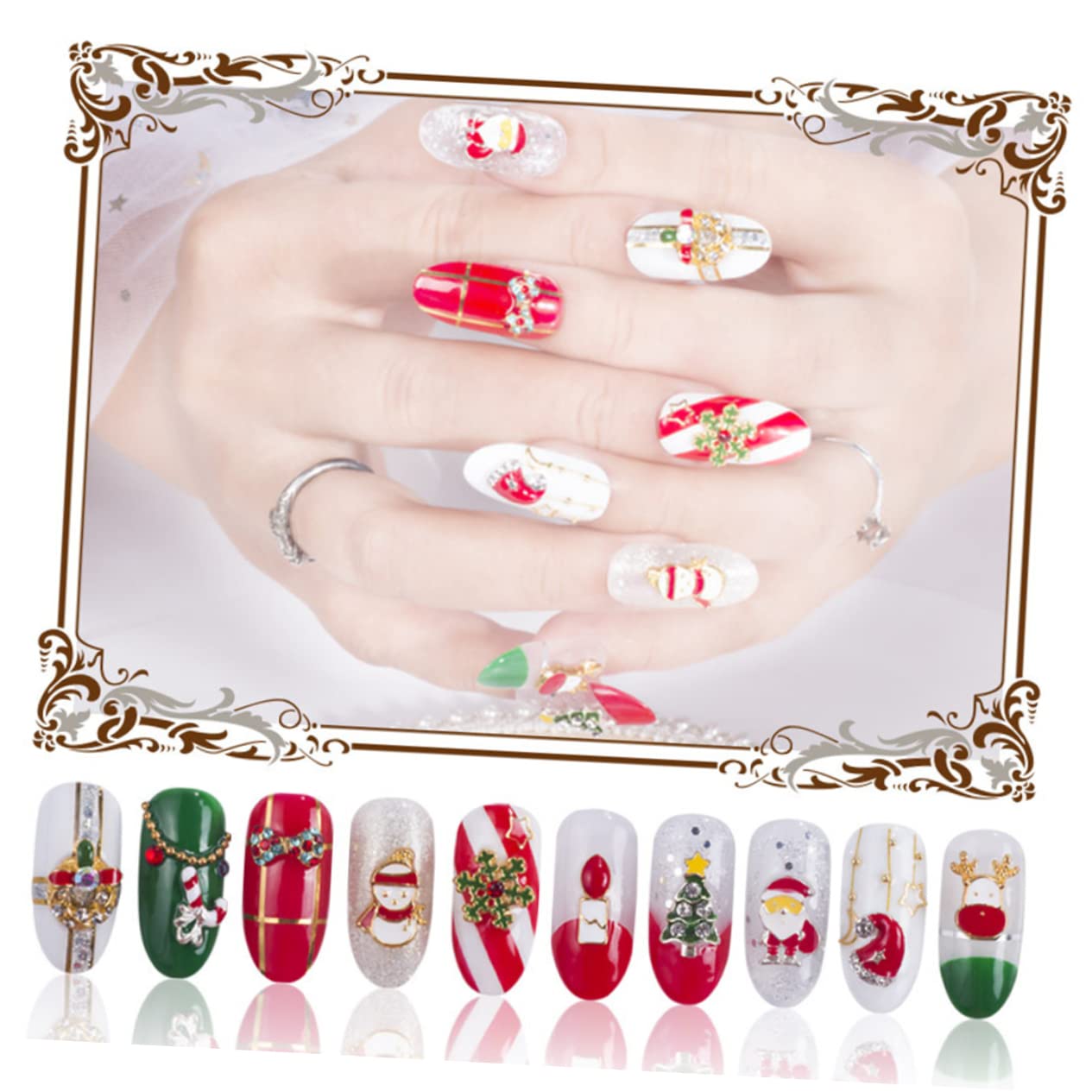 BIUDECO 3 Sets Christmas Nail Art Stickers - Holiday Nail Decals for Women, 60pcs Festive Nail Decorations with Christmas Theme Designs - Perfect for Parties, Gifts & Winter Nail Art