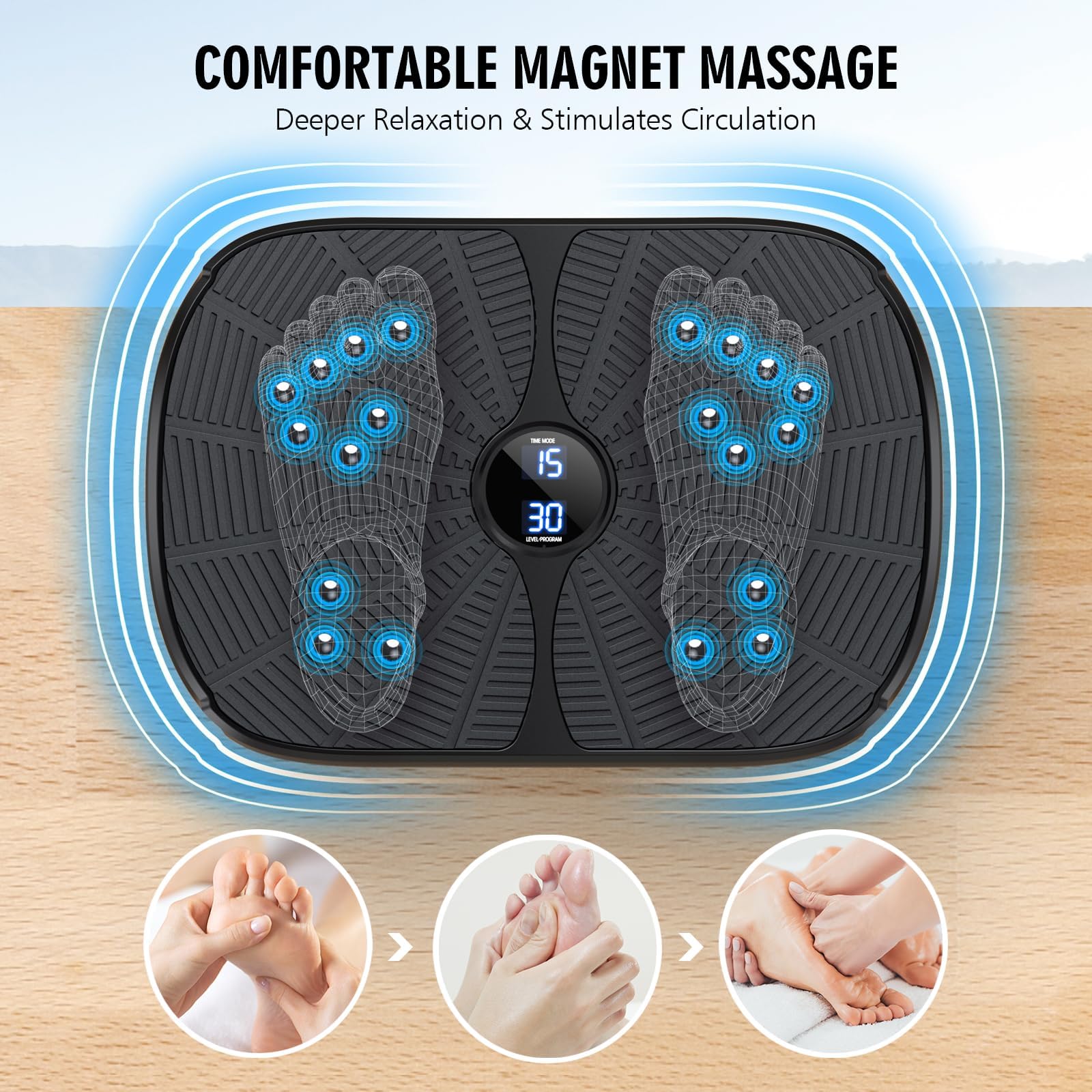 PBYRD Vibration Plate Exercise Machine - Portable Full Body Vibration Platform for Lymphatic Drainage & Weight Loss, 9 Preset Auto Modes, 99 Speed Levels with Resistance Bands - Home Gym Equipment for Toning, Circulation & Recovery