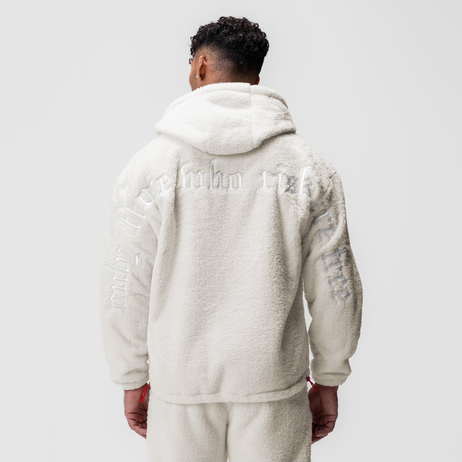 Sherpa Recovery Full Zip Hoodie for Men & Women - Soft Fleece Lined Jacket, Ivory Cream/White - Cozy Winter Wear for Outdoor Activities & Lounge