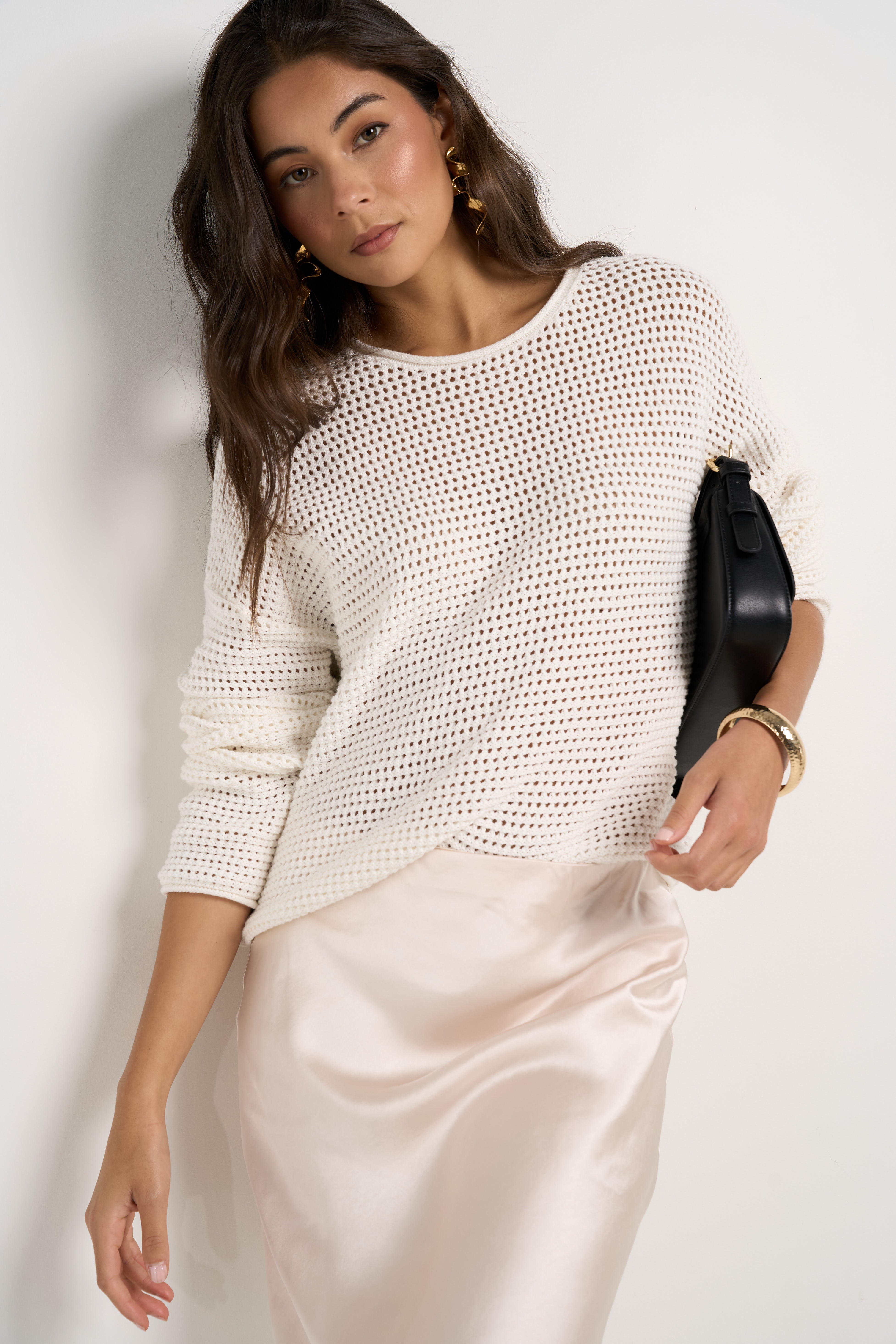 Dawn Ivory Crochet Knit Jumper Sweater for Women - Soft Chunky Handmade Pullover - Perfect for Fall, Winter & Cozy Home Wear