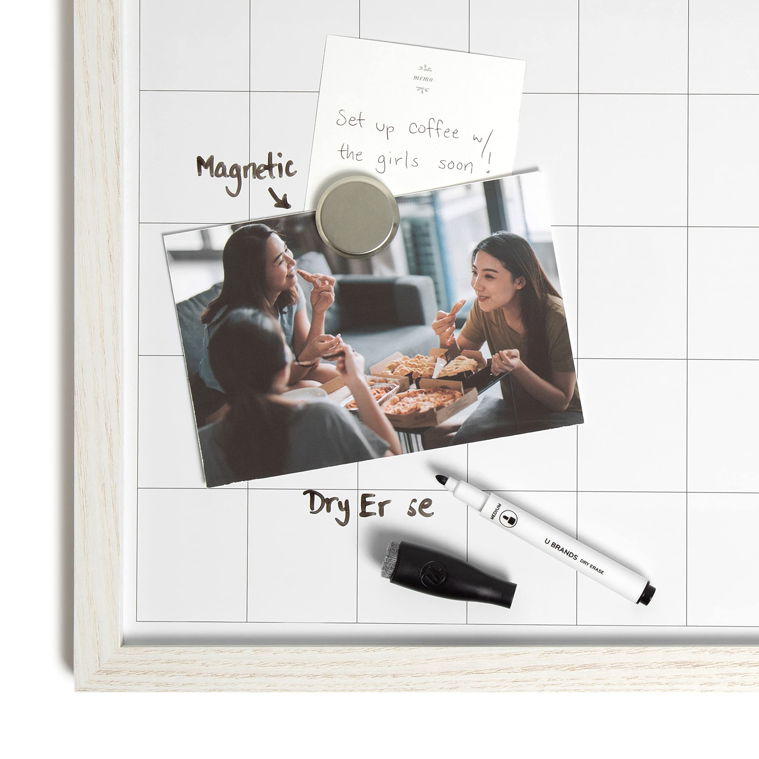 Rustic Dry Erase Calendar with White Wooden Frame - 14