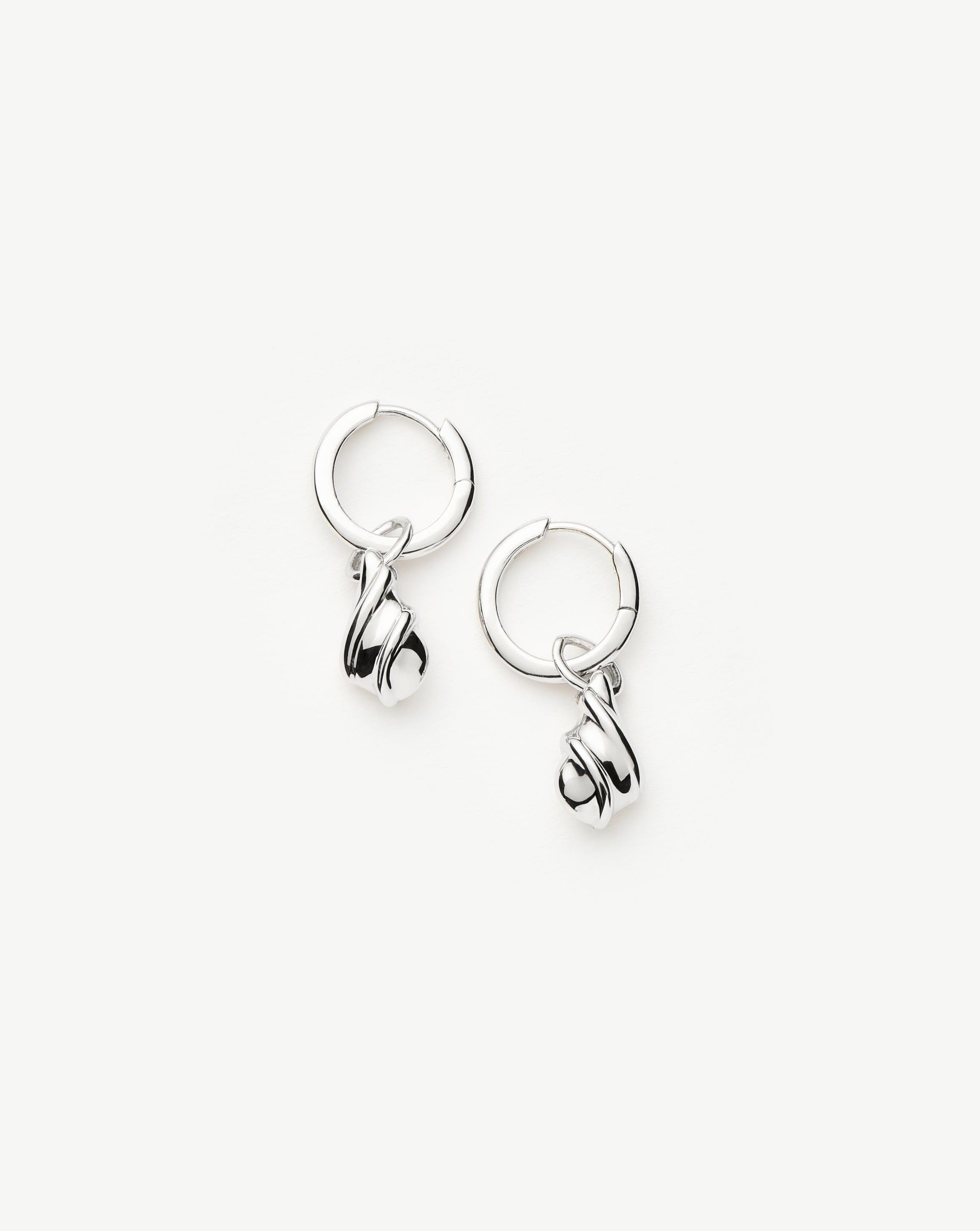 Savi Ridge Droplet Charm Earrings - Sterling Silver Dangle Earrings for Women | Elegant Everyday Jewelry & Special Occasion Gift