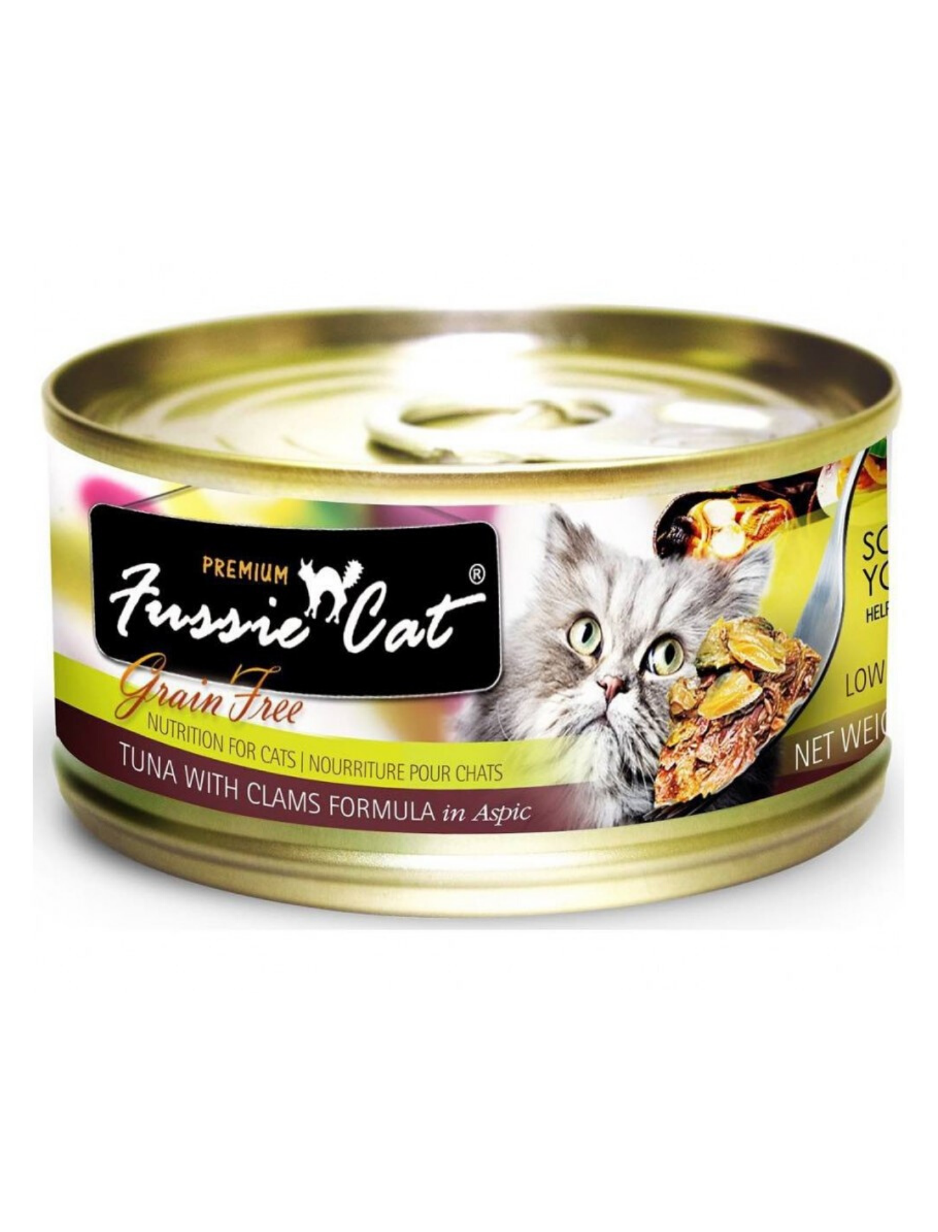 Premium Fussie Cat Black Label Tuna & Clams Wet Cat Food - Grain-Free, High Protein, 80g Cans - Perfect for Adult Cats & Kittens at Mealtime or as a Tasty Treat