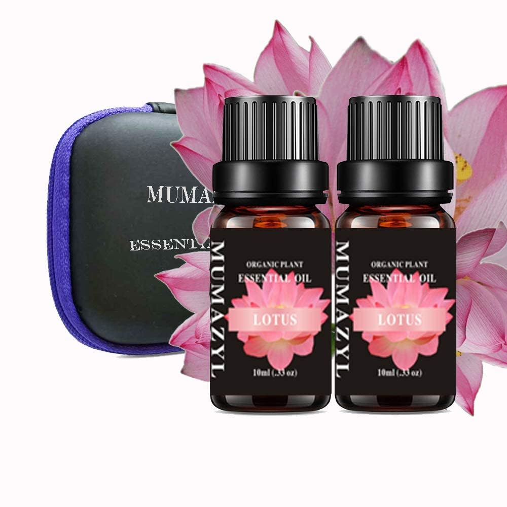 Pure Lotus Essential Oil Set - 2 Pack 10ml for Aromatherapy, Diffusers, Home Fragrance, DIY Perfume & Soap Making | Relaxing Scent for Bedroom, Spa, Yoga & Meditation