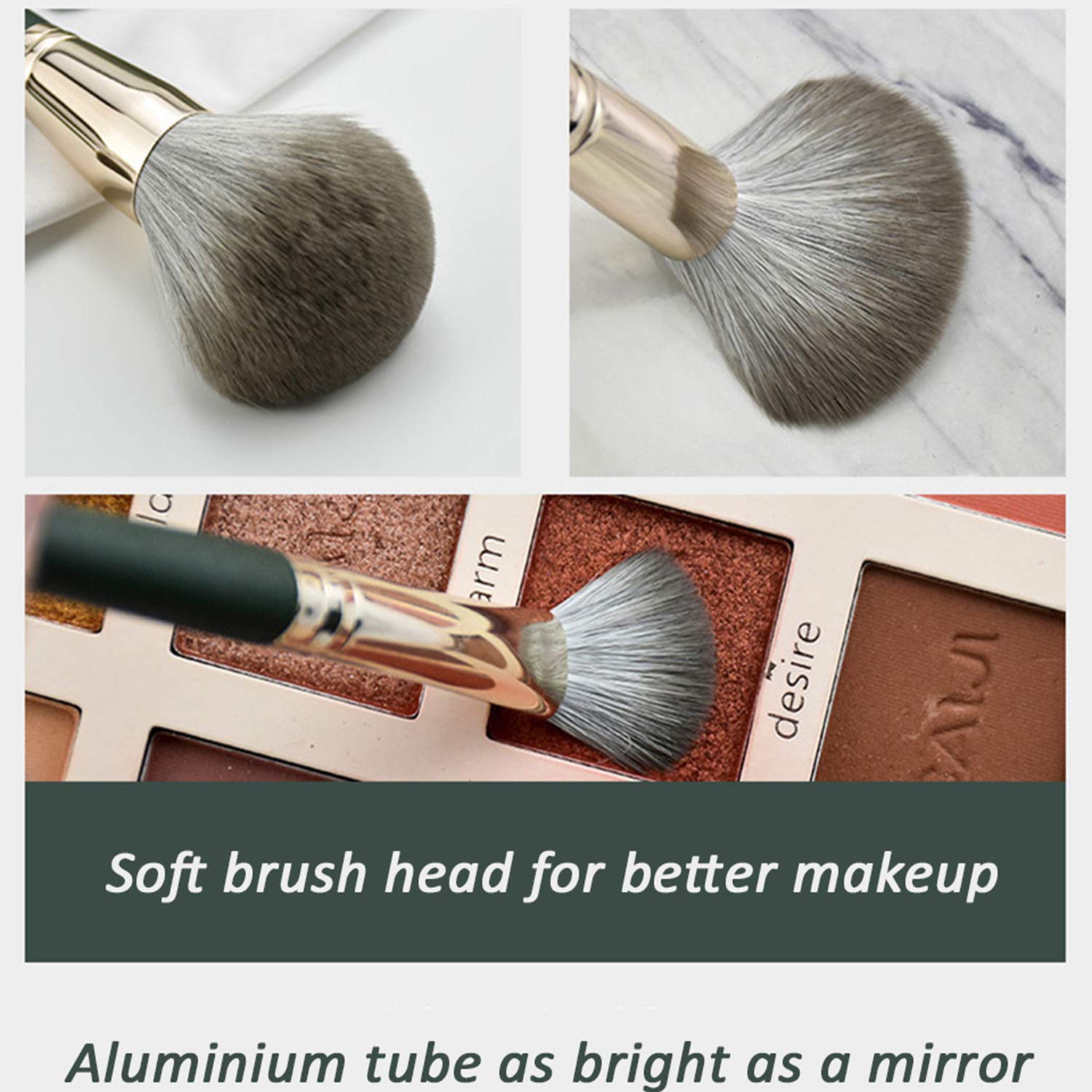 14-Piece Premium Synthetic Makeup Brush Set - Contour, Concealer, Foundation & Eyeshadow Brushes with Green Conical Handle | Perfect for Professional Makeup Artists & Beginners (Green)