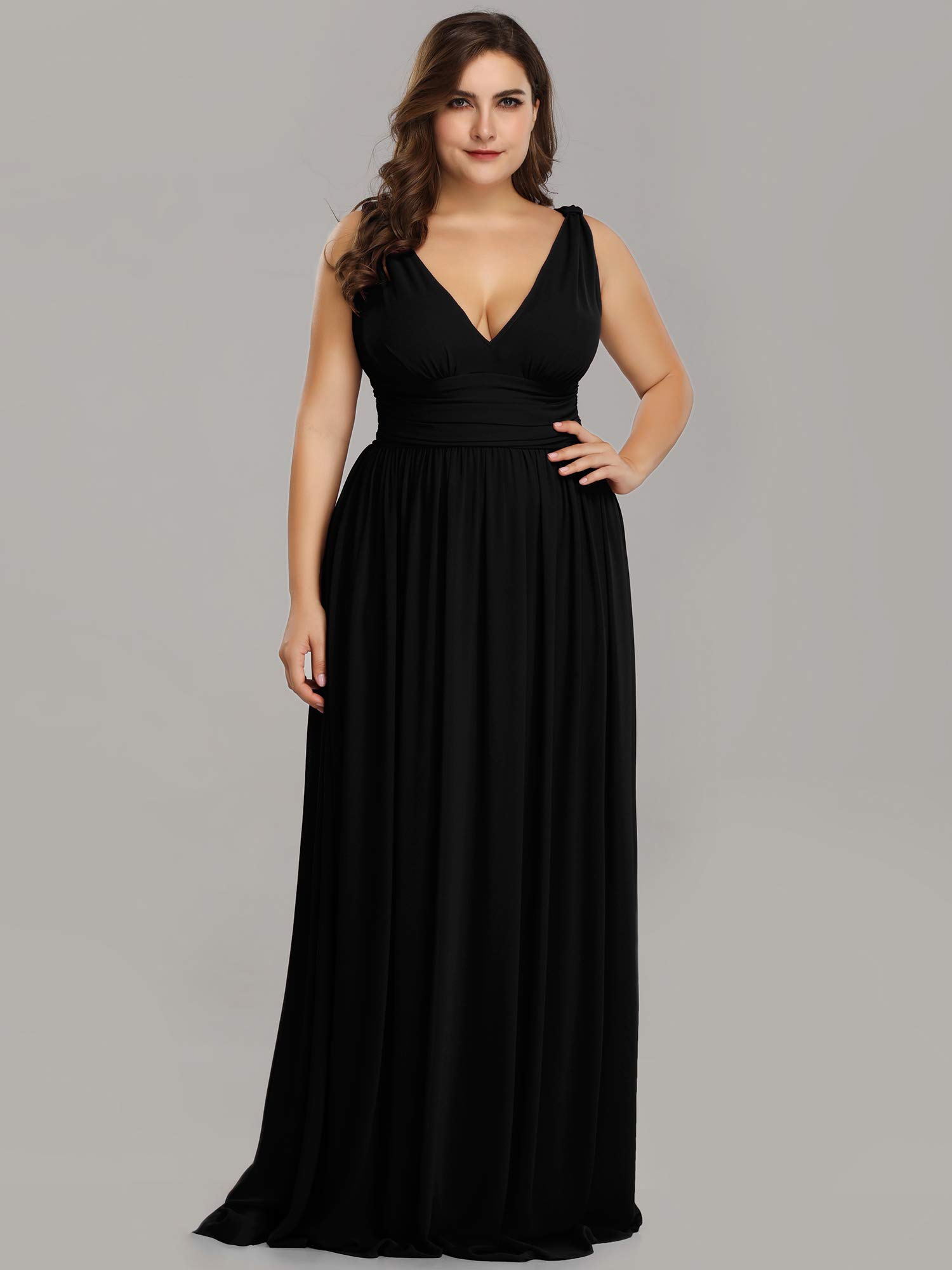 Ever-Pretty Women's Plus Size V-Neck Sleeveless Pleated Chiffon Maxi Dress - Formal Evening Gown & Bridesmaid Dress (Style 09016-DA) for Weddings, Prom, Cocktail Parties & Special Occasions