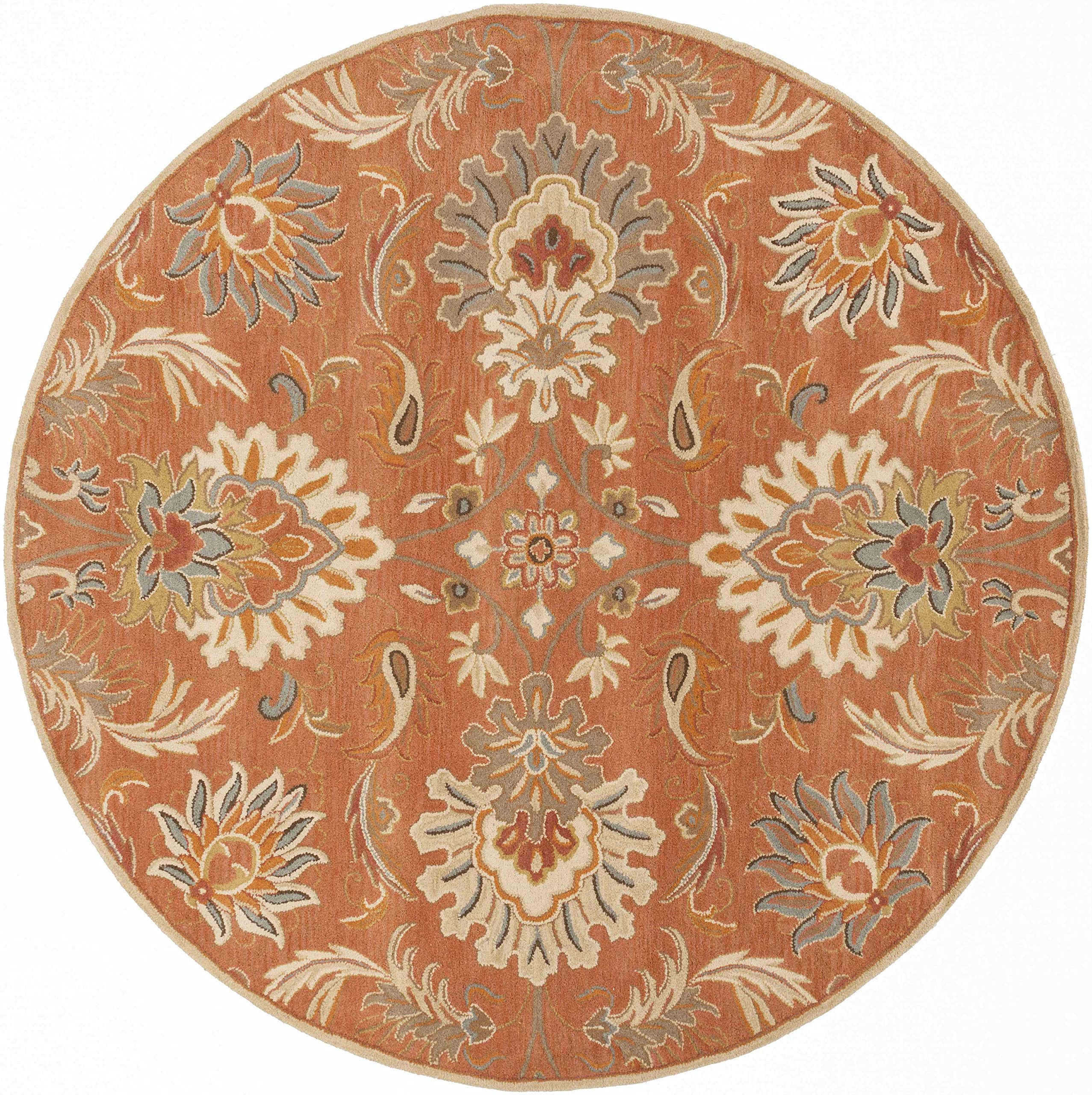 Hauteloom Chesterton Wool Area Rug - Traditional Brown, Green, Red 8' Round - Soft & Durable for Living Room, Bedroom, Office - Perfect for Home Decor & Cozy Spaces
