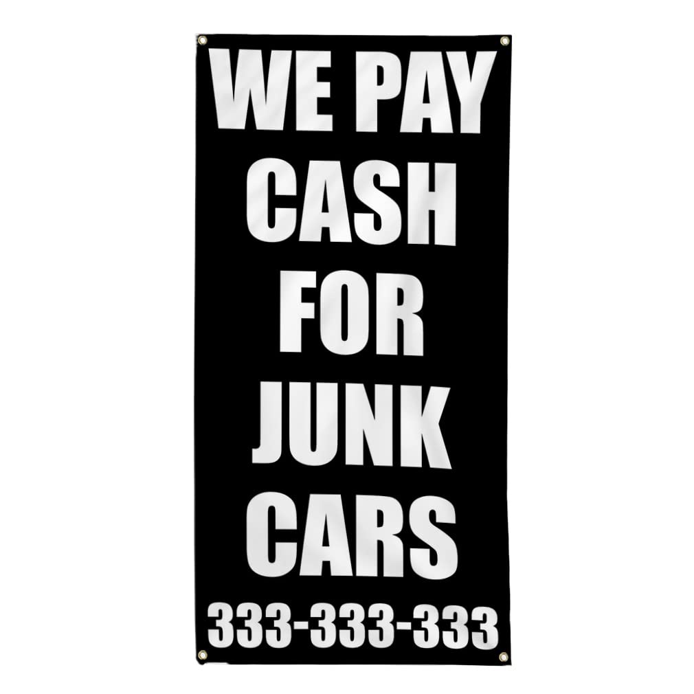 Custom Vertical Vinyl Banner - 96x48 Inches Weatherproof Business Sign with 8 Grommets | Outdoor Advertising, Yard Signs, Car Dealership Promotion | Perfect for Business Events, Trade Shows & Property Sales