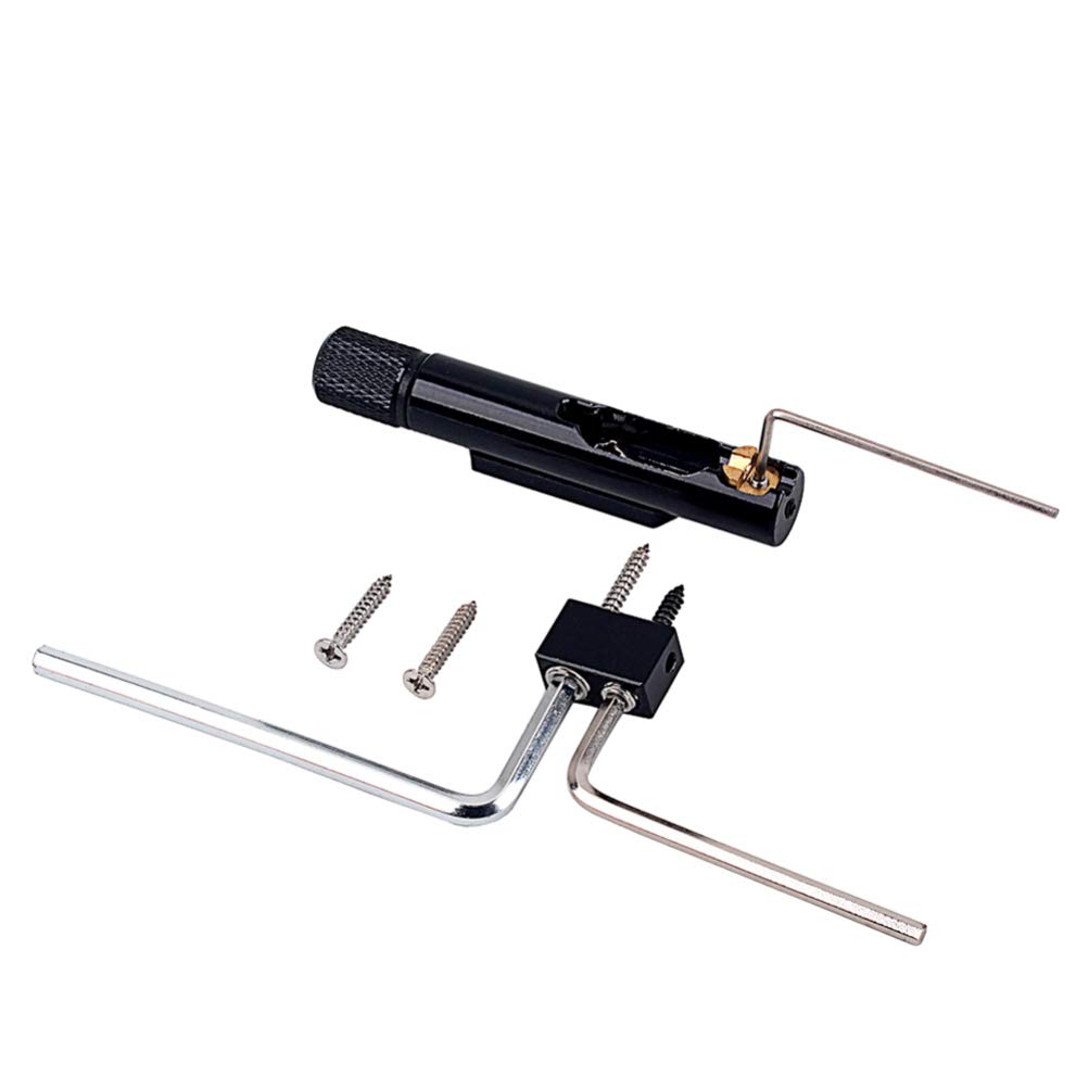5 String Jazz Guitar Bridge - Single Tremolo Electric Guitar Bridge with Round Saddle - Black Double Bass Bridge for Headless Guitars - Perfect for Jazz, Rock & Metal Performances