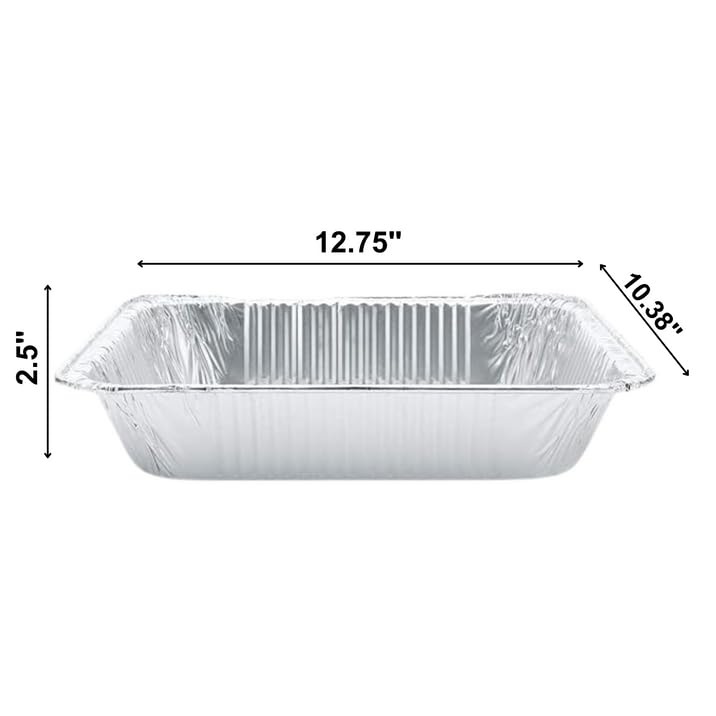 125-Count 9 x 13 Inch Heavy Duty Disposable Aluminum Pans - Deep Half Size Baking Pans for Thanksgiving, Christmas & Holiday Cooking - Perfect for Roasting Turkey, Baking Casseroles & Meal Prep