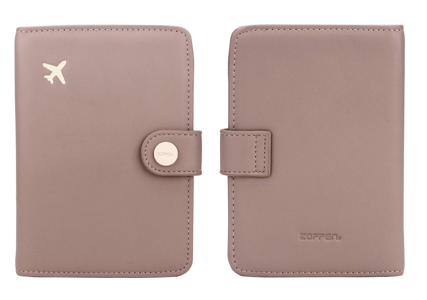 ZOPPEN RFID Blocking Passport Holder for Women - Travel Wallet Cover with Document Organizer, Dusty Pink - Perfect for Airports, Vacations & Business Trips