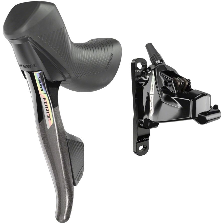 SRAM Force AXS HRD eTap Shift/Brake Lever and Hydraulic Disc Brake Caliper - Left/Front, Flat Mount, 20mm Offset, Iridescent Gray/Black (D2) | High-Performance Road Bike Disc Brake System for Racing & Endurance Cycling