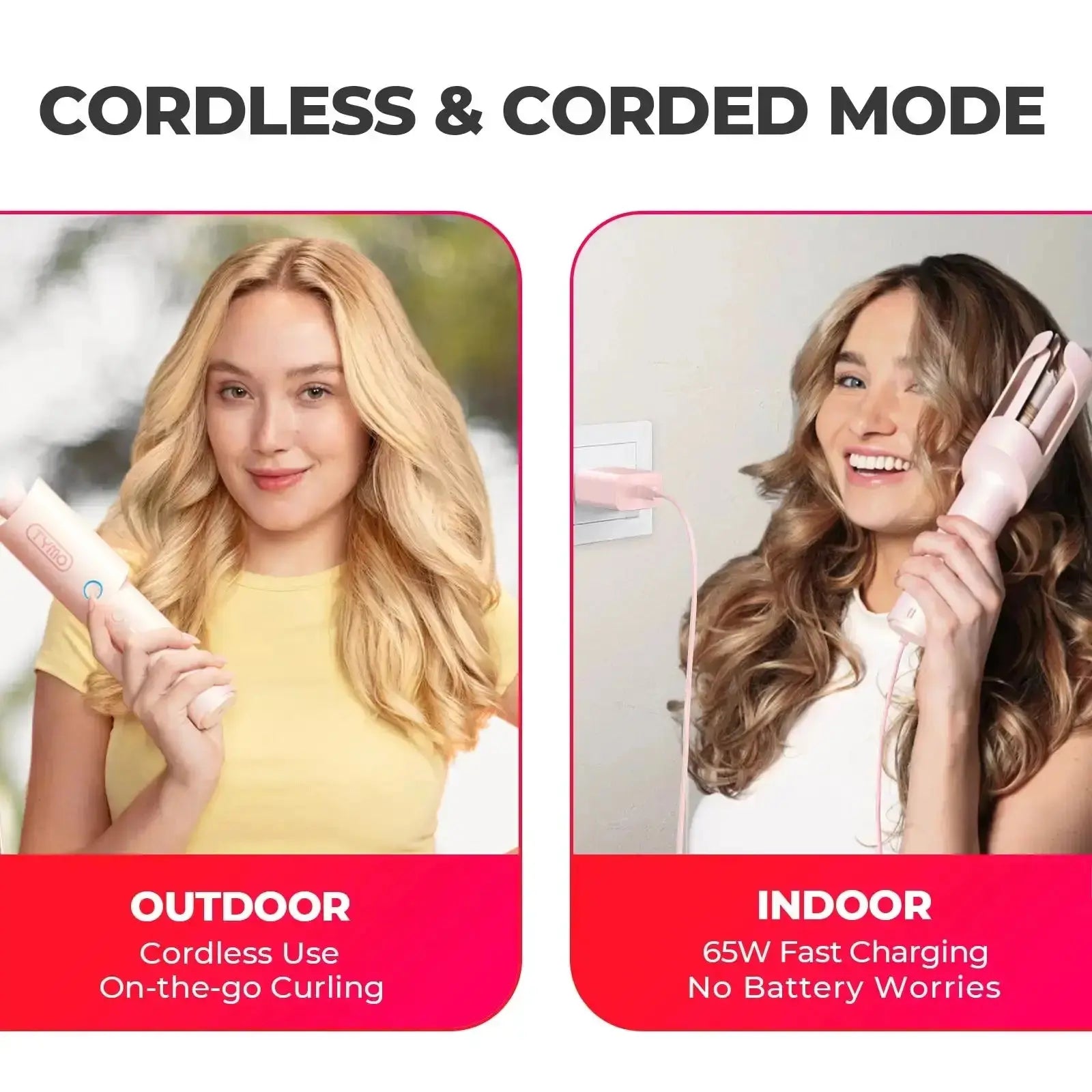 Tymo Curlgo Eco - Professional Hair Curling Iron for Salon-Quality Styling | Perfect for Home Use, Travel & Special Occasions