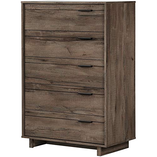 Pemberly Row 5-Drawer Tall Wood Dresser - Modern Bedroom Storage Organizer Chest with Dark Grey Finish | Perfect for Closet Organization, Bedroom Decor & Small Space Storage Solutions