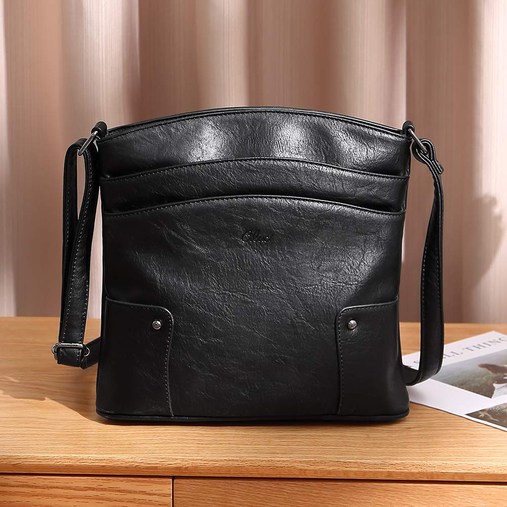 CLUCI Women's Leather Crossbody Bag - Vintage Shoulder Purse with Triple Pockets for Travel, Vacation & Everyday Use | Perfect Gift for Her