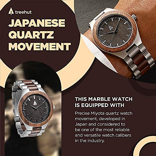 Men's Wooden Watch - Japanese Quartz Analog, Walnut Wood & Steel Clasp - Perfect for Outdoor & Office Wear