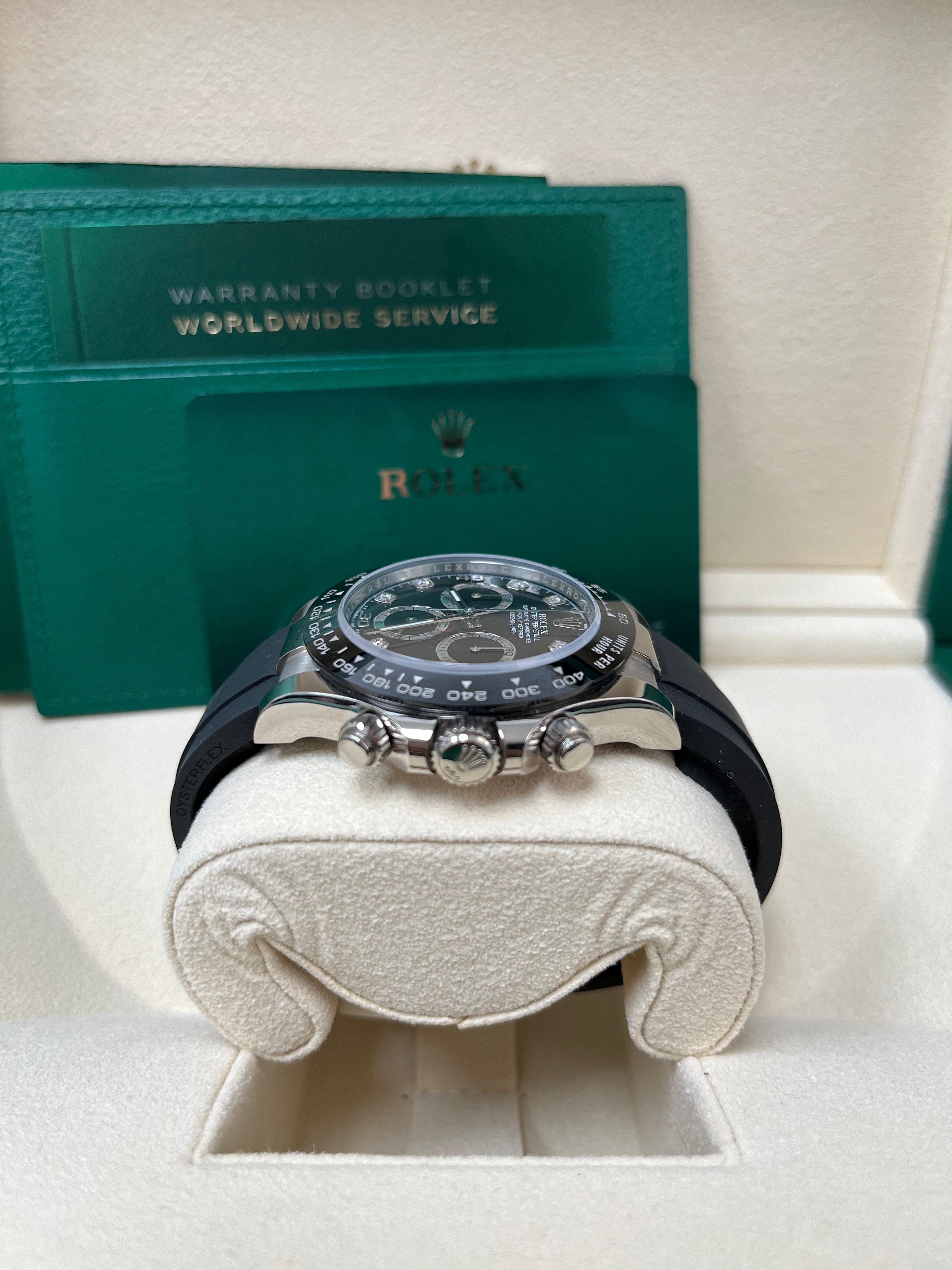 Rolex Daytona Cosmograph 116519LN - 40mm White Gold Watch with Black Diamond Dial & Oysterflex Band | Luxury Chronograph for Men | Perfect for Business, Gala Events & Collectors