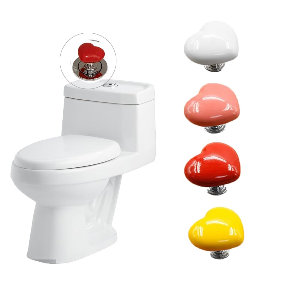 4 Pack Heart-Shaped Toilet Push Button Extender - Adhesive Flush Valve Helper for Long Nails, Smart Bidet & One-Piece Toilets - Bathroom Gadget for Easy Flushing & Hygiene Maintenance