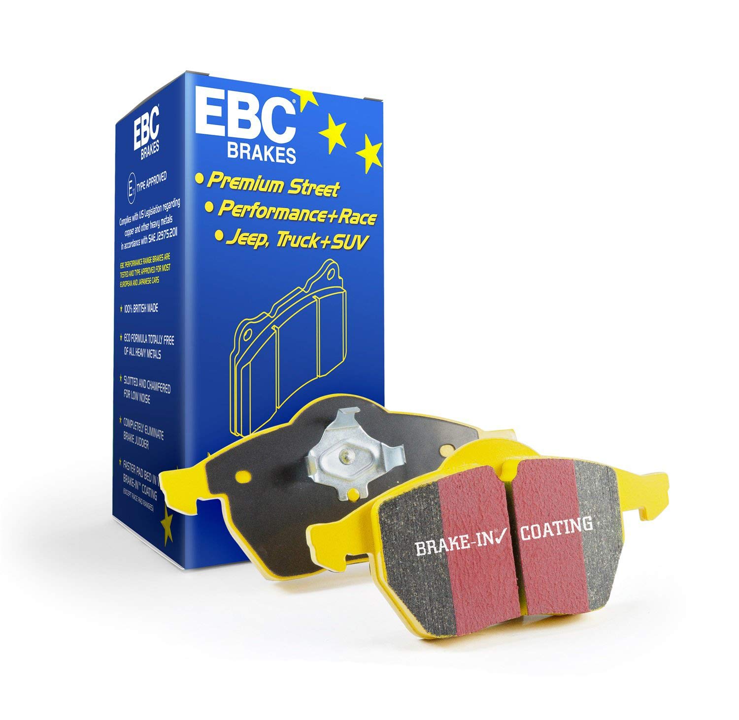 EBC Brakes DP43040R Yellowstuff Performance Brake Pads - High Friction Ceramic Compound for Sports Cars & Track Use - Perfect for Aggressive Driving & Racing Scenarios