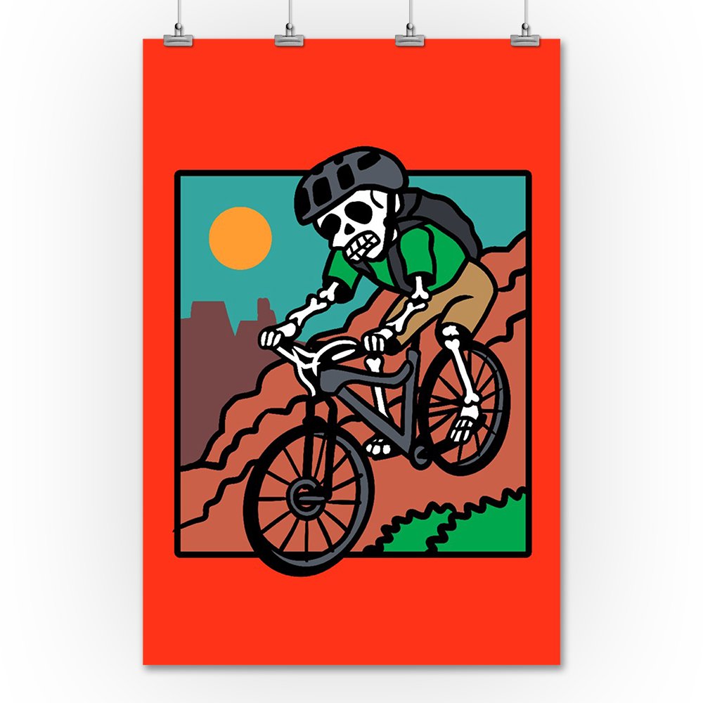 Day of the Dead Skeleton Biking Art Print - 36x54 Inch Giclee Gallery Quality Wall Decor Poster | Mexican Culture Home Decor, Travel Themed Living Room Artwork