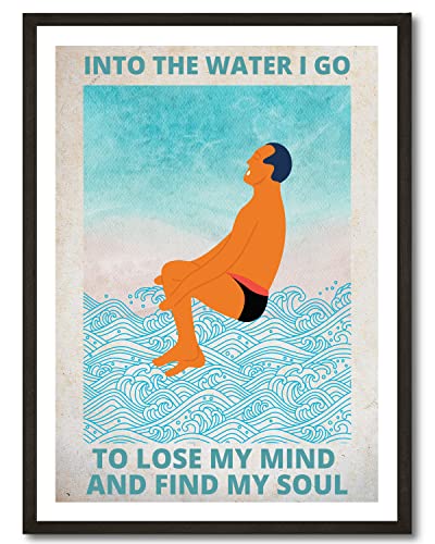 Roxbury Row Boho Beach Decor - Vintage Man Jumping Retro Wall Art, Ocean & Beach House Decor, Large 12x16 Unframed Coastal Print - Perfect for Coastal Living Rooms, Beach Cabins & Summer Home Gifts