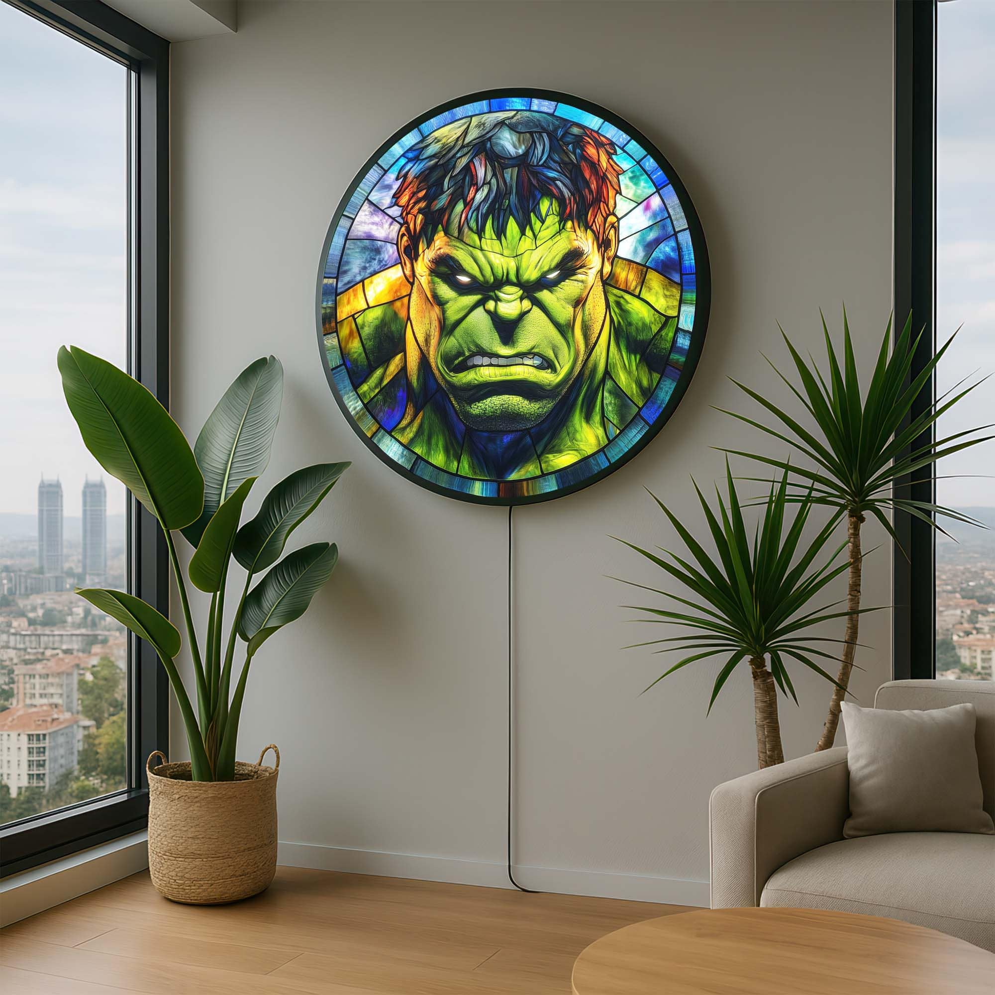 Verdant Giant Backlit Tempered Glass Wall Art - Modern Nature-Inspired LED Wall Decor for Living Room, Bedroom & Office