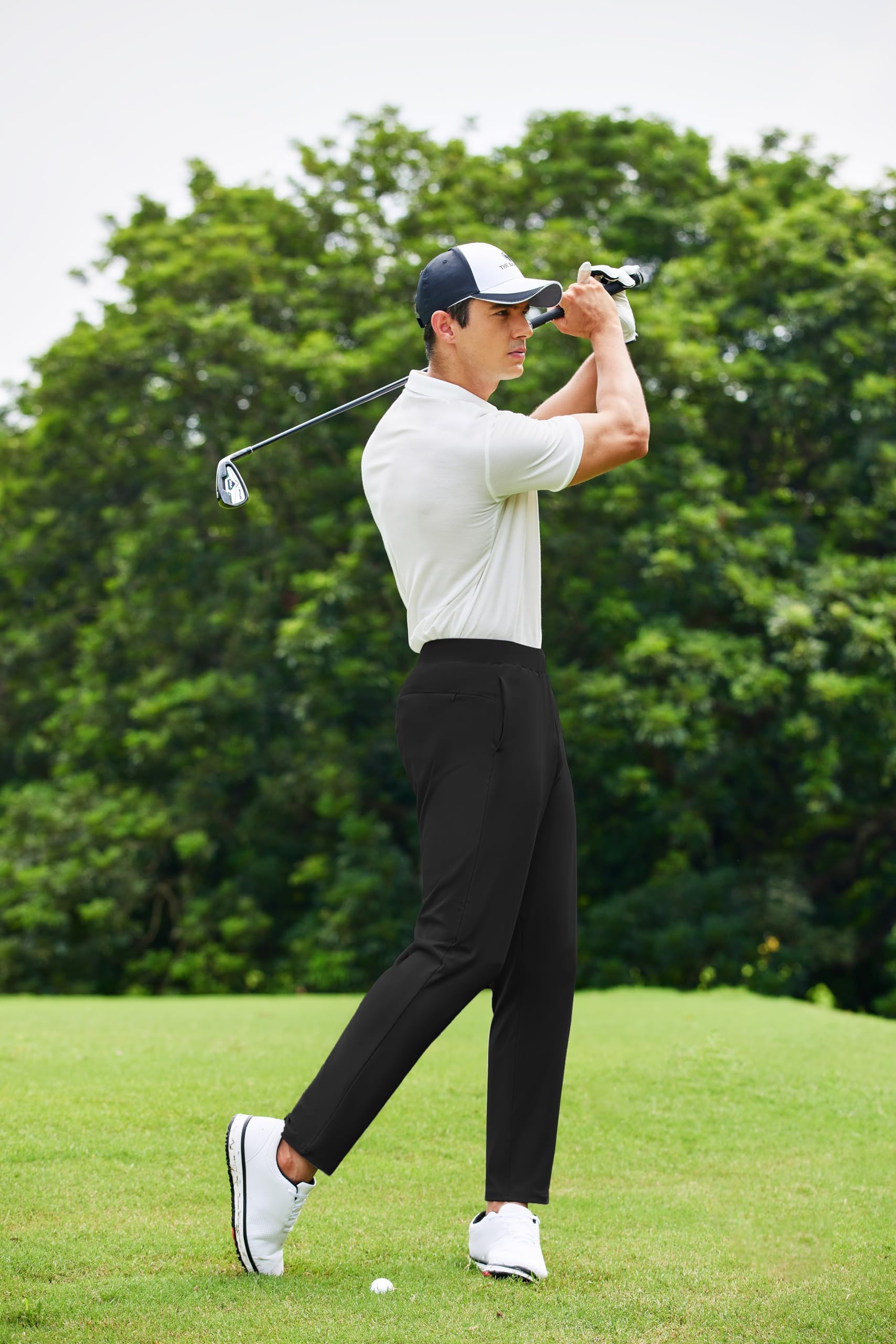 PINSPARK Men's Golf Pants - Stretch Lightweight Quick Dry UPF50+ Joggers with Elastic Waist & Zipper Back Pocket - Perfect for Golfing, Running & Casual Wear
