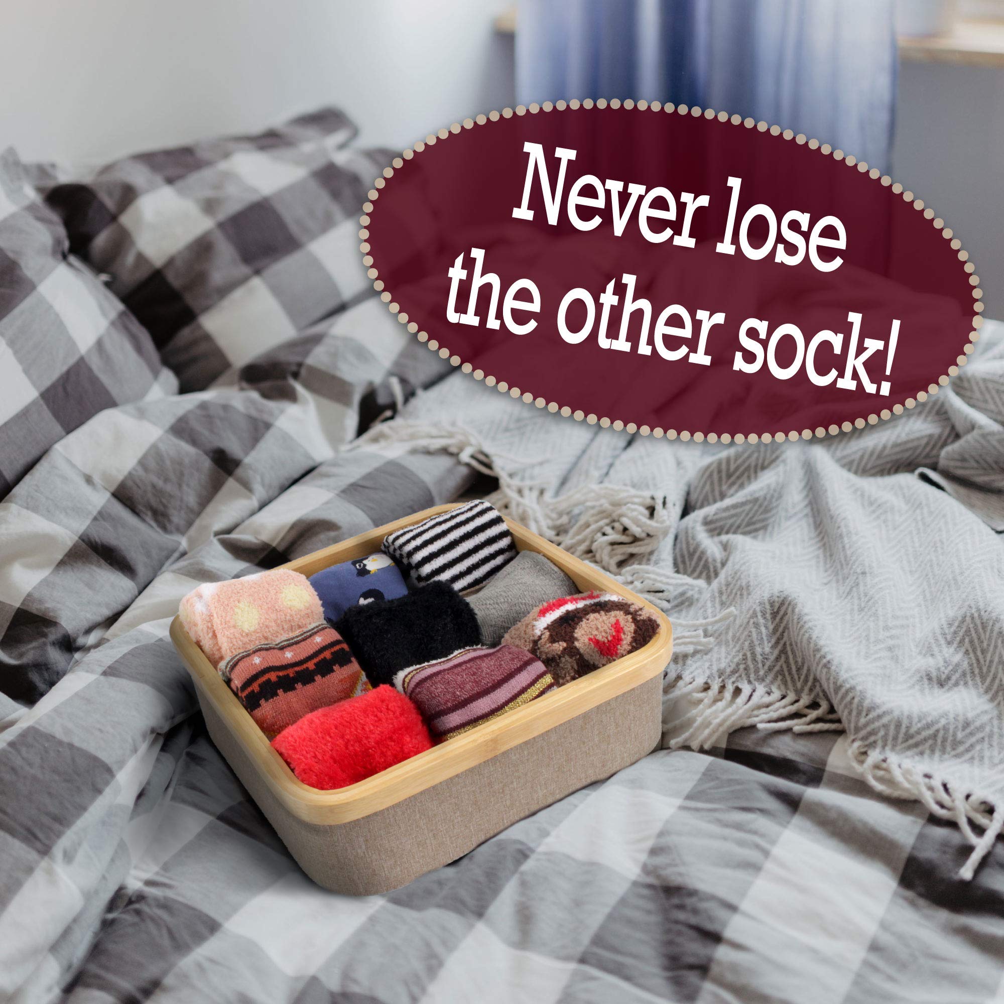 BambooMN 3-Cell Dresser Drawer Organizer - Natural Bamboo Storage Box for Socks, Underwear & Jewelry - Perfect for Bedroom Closet & Bathroom Organization
