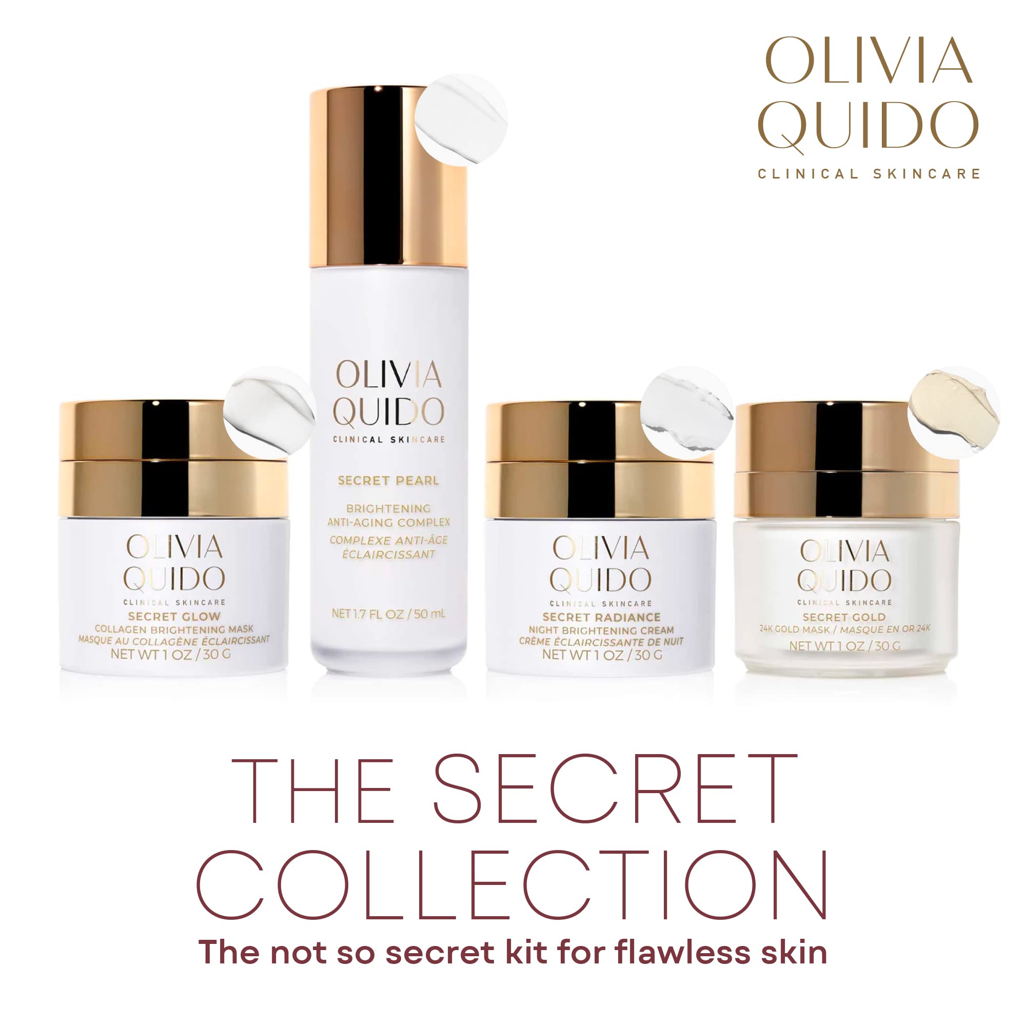 OLIVIA QUIDO Clinical Skin Care Secret Glow Anti-Aging Collagen White Mask - Brightening Night Cream for Face and Neck with Glutathione Formula | Smoothens & Enhances Complexion for Dewy Glow | Perfect for Nighttime Skincare Routine & Anti-Aging Treatment