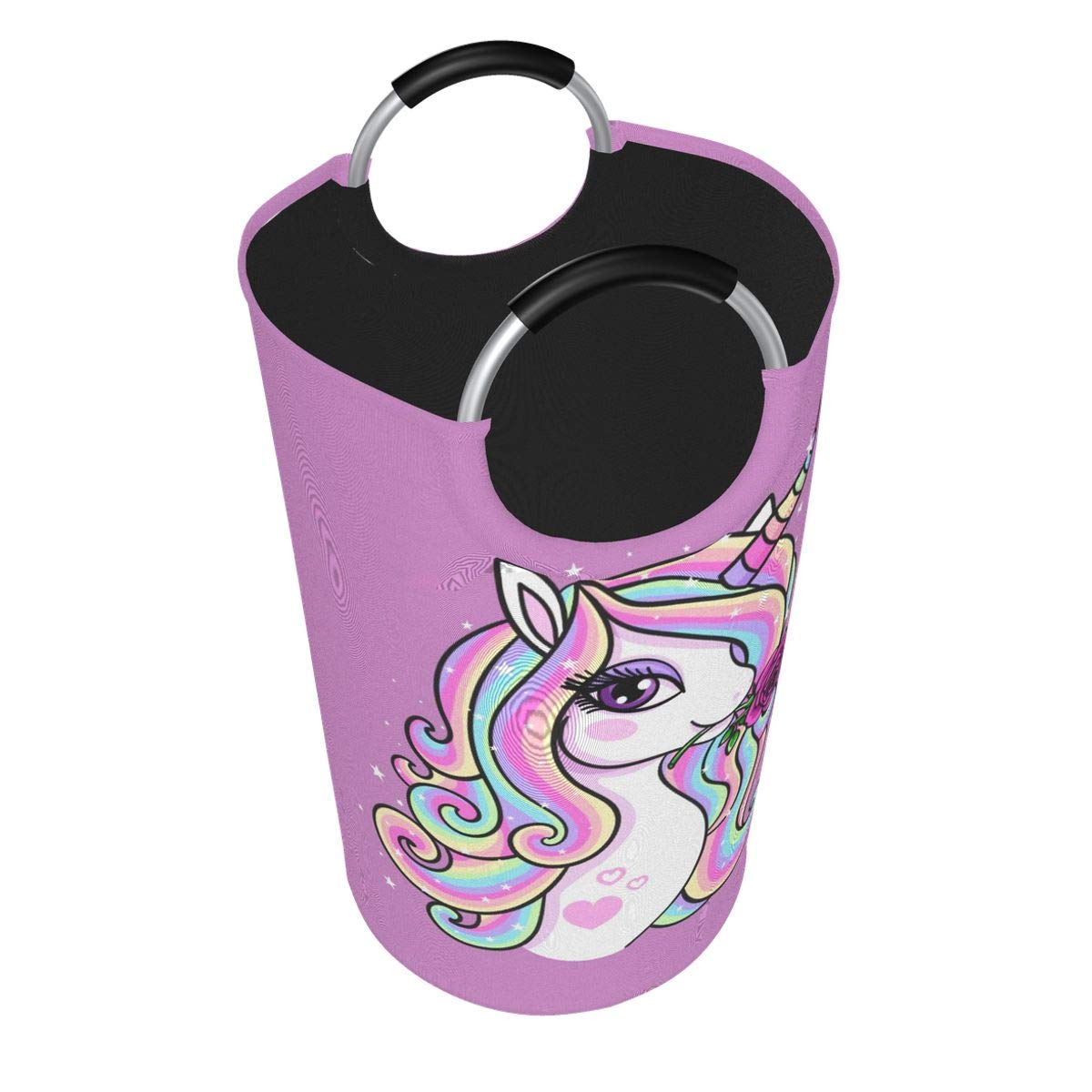 **Dujiea 82L X-Large Collapsible Laundry Basket with Aluminum Handles - Tall Rose Unicorn Design for Kids, Dorm Room & Home Storage | Perfect for Laundry, Toys & Clutter Organization**