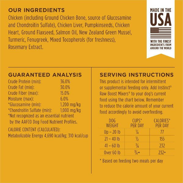 Instinct Raw Boost Mixers Mobility Support Dog Food Topper for Senior Dogs - 5.5oz - Grain Free & Natural Ingredients for Joint Health - Perfect for Mixing with Kibble or Wet Food