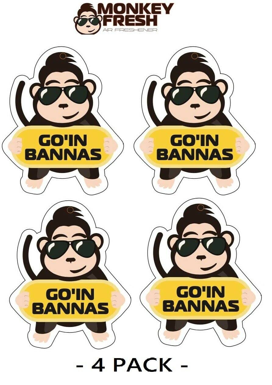 Monkey Fresh Hanging Car Air Fresheners - Go'In Bananas Scent | Long-Lasting Fragrance for Vehicles | Perfect for Cars, Trucks & SUVs