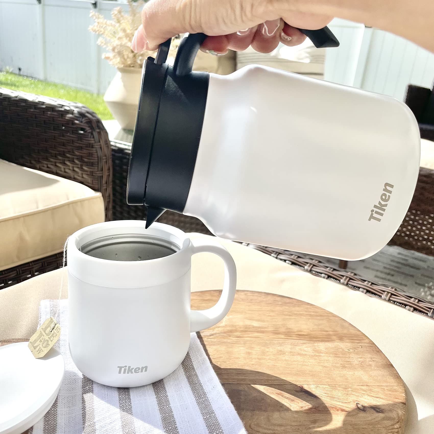 Stainless Steel Vacuum Coffee Set - 34oz Carafe & 11oz Mug for Home & Office