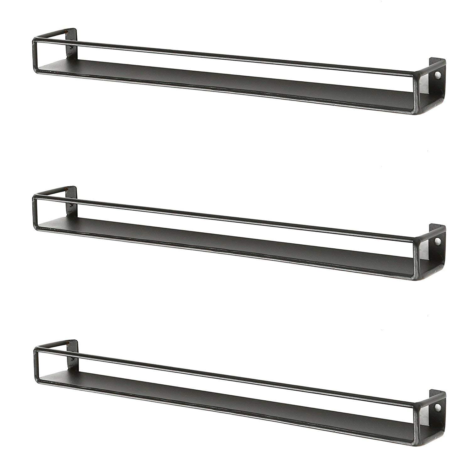 Black Metal Matte Wall Shelves for Nail Polish & Oils - Set of 3 | Bathroom & Vanity Organizer