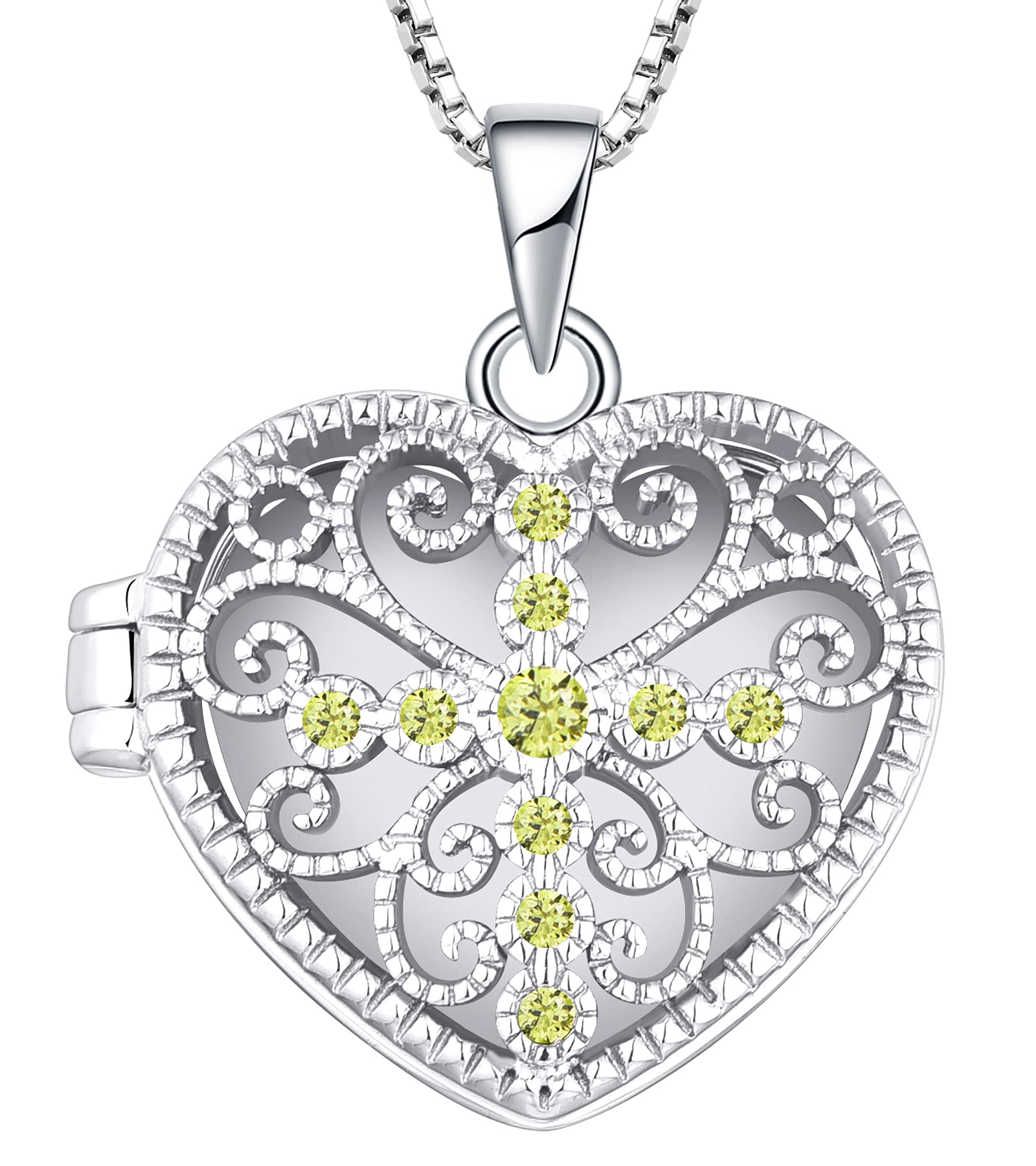YL Sterling Silver Cross & Heart Locket Necklace with Birthstone - Elegant Filigree Pendant Jewelry for Women, Perfect for Gifts, Anniversaries & Everyday Wear