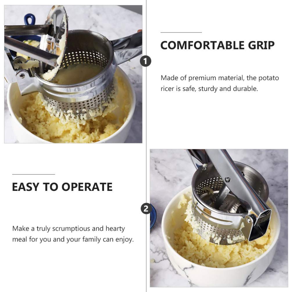 Stainless Steel Ginger Press & Potato Crusher - Manual Juicer & Wire Masher for Fresh Ginger Juice & Puree - Perfect for Cooking, Baking & Healthy Drinks