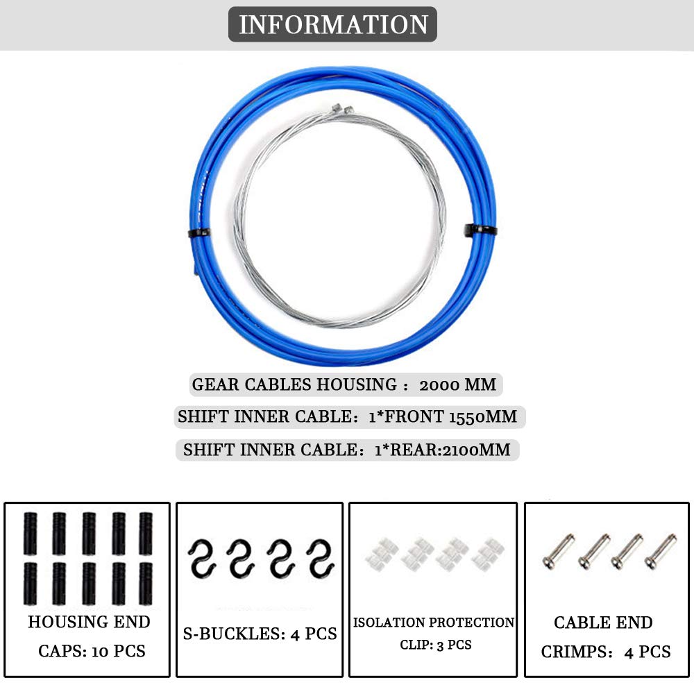 Shimano SRAM Compatible Universal Bicycle Shifter Cable Housing Set - Durable MTB & Road Bike Brake Cable Kit for Smooth Gear Shifting | Perfect for Mountain Biking, Commuting & Cycling Maintenance