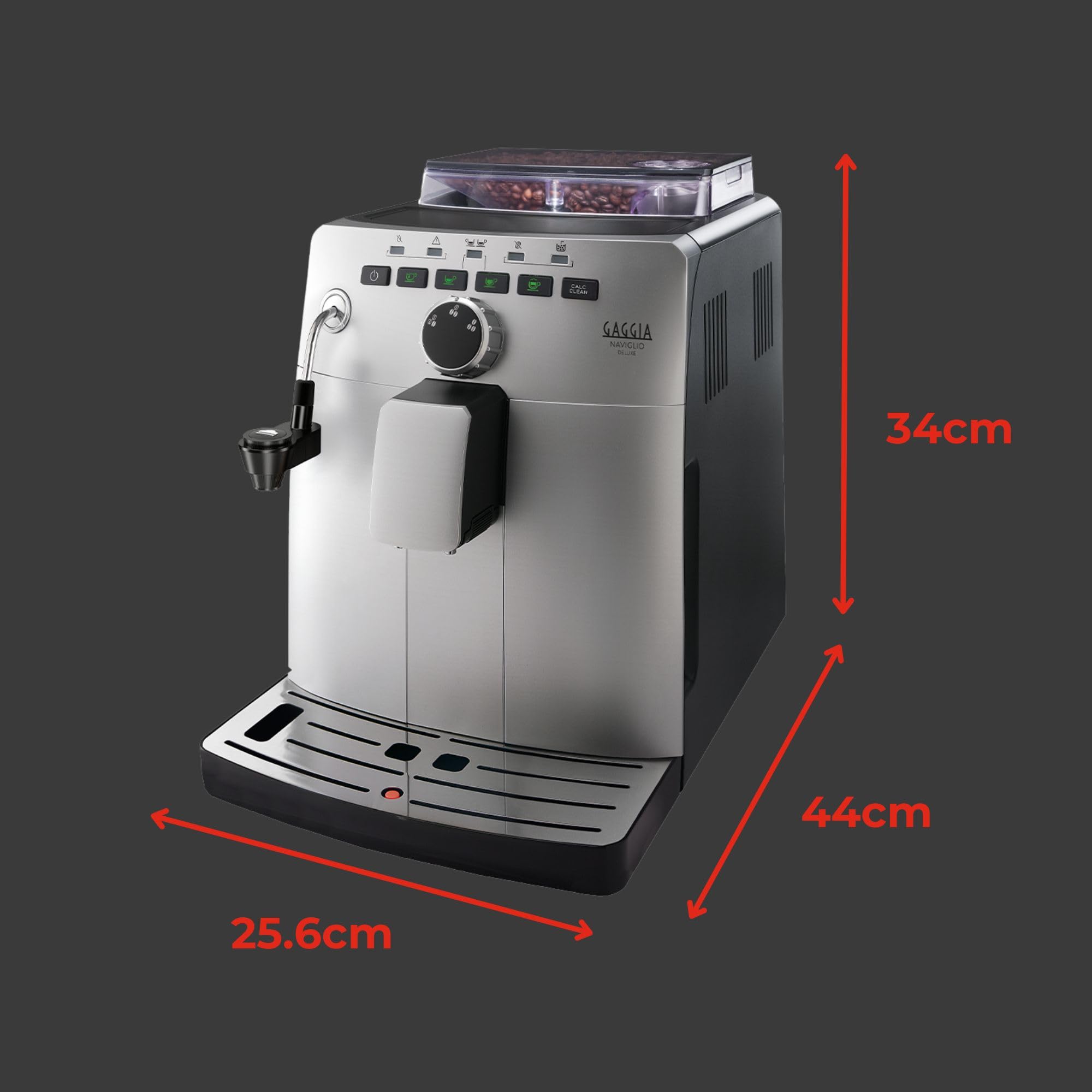 Gaggia HD8749/11 Naviglio Deluxe Automatic Espresso & Cappuccino Machine - 15 Bar Pressure, 1850W, 1.5L Water Tank, 100% Made in Italy - Perfect for Home Baristas & Coffee Lovers (Silver)